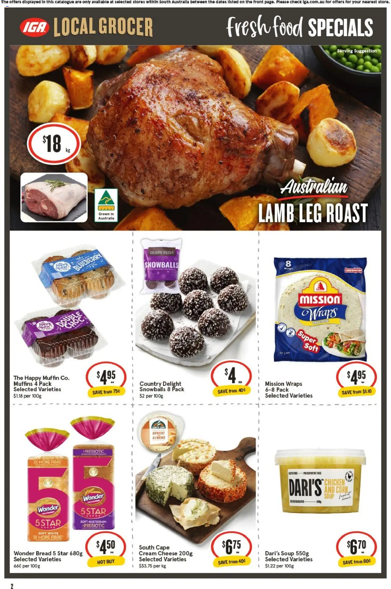 IGA catalogue - valid from 22.10.2025 | Page: 2 | Products: Bread, Chicken, Cream, Soup