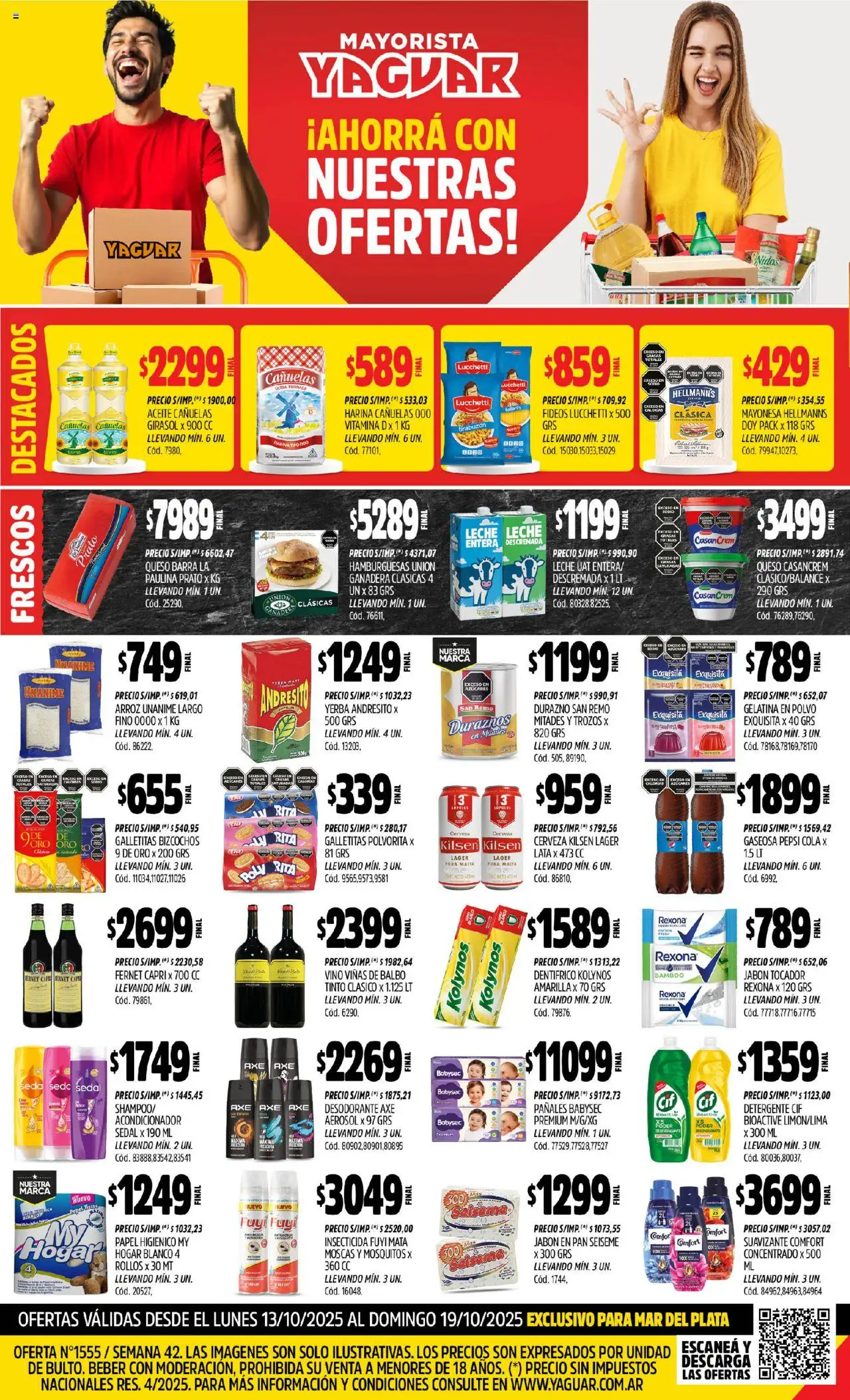 Yaguar - Mar del Plata │ válido desde el 13.10.2025 | Página: 1 | Productos: Gaseosa, Desodorante, Pan, Bizcochos