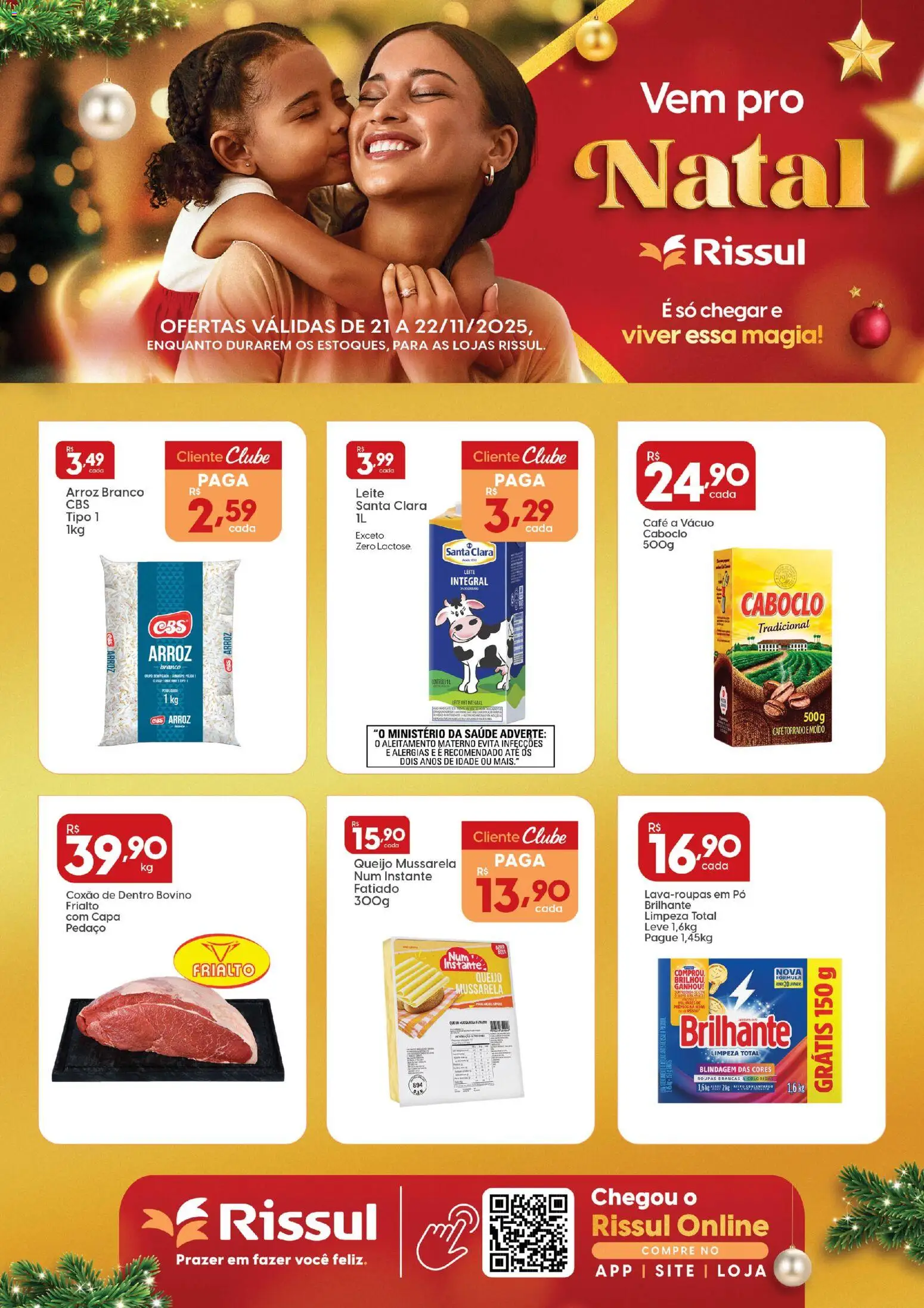 Rissul Folheto - válido de 21.11.2025 | Página: 1 | Produtos: Leite integral, Leite, Café, Roupas