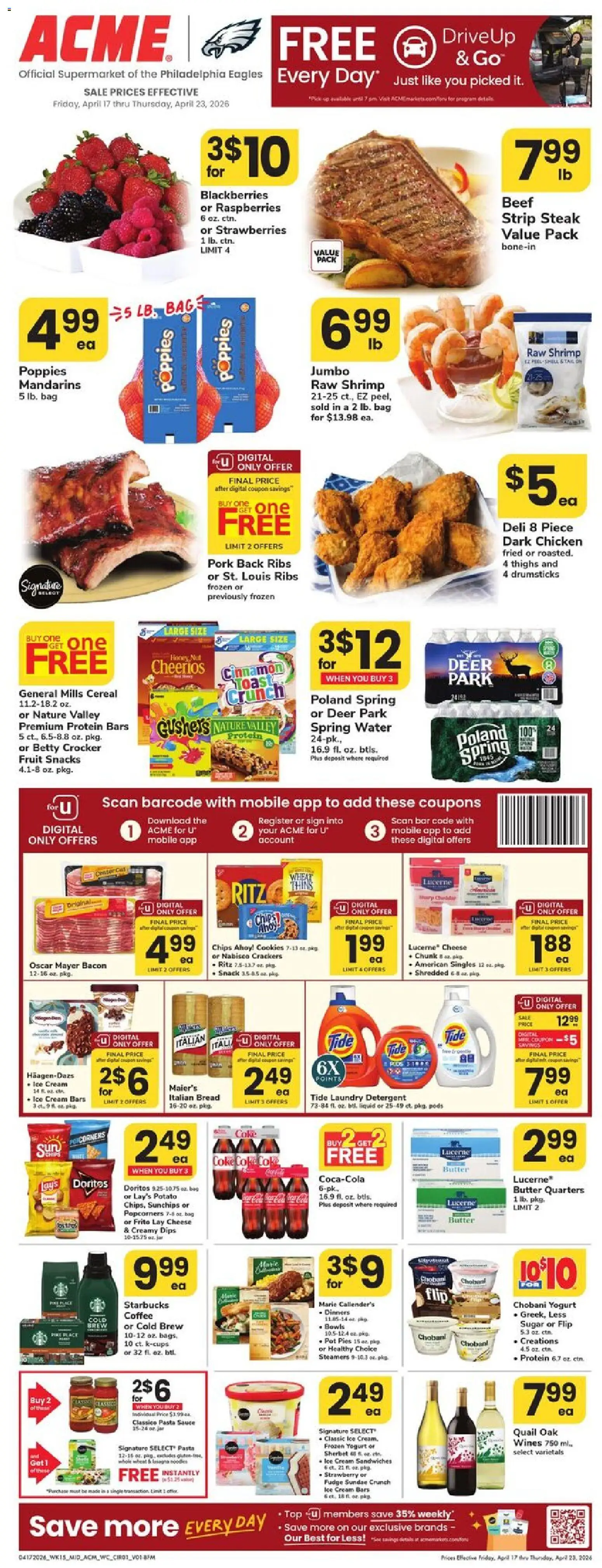 Acme Weekly Ad - PA - valid from 17.04.2026 | Page: 1 | Products: Mandarins, Cream, Water, Bag