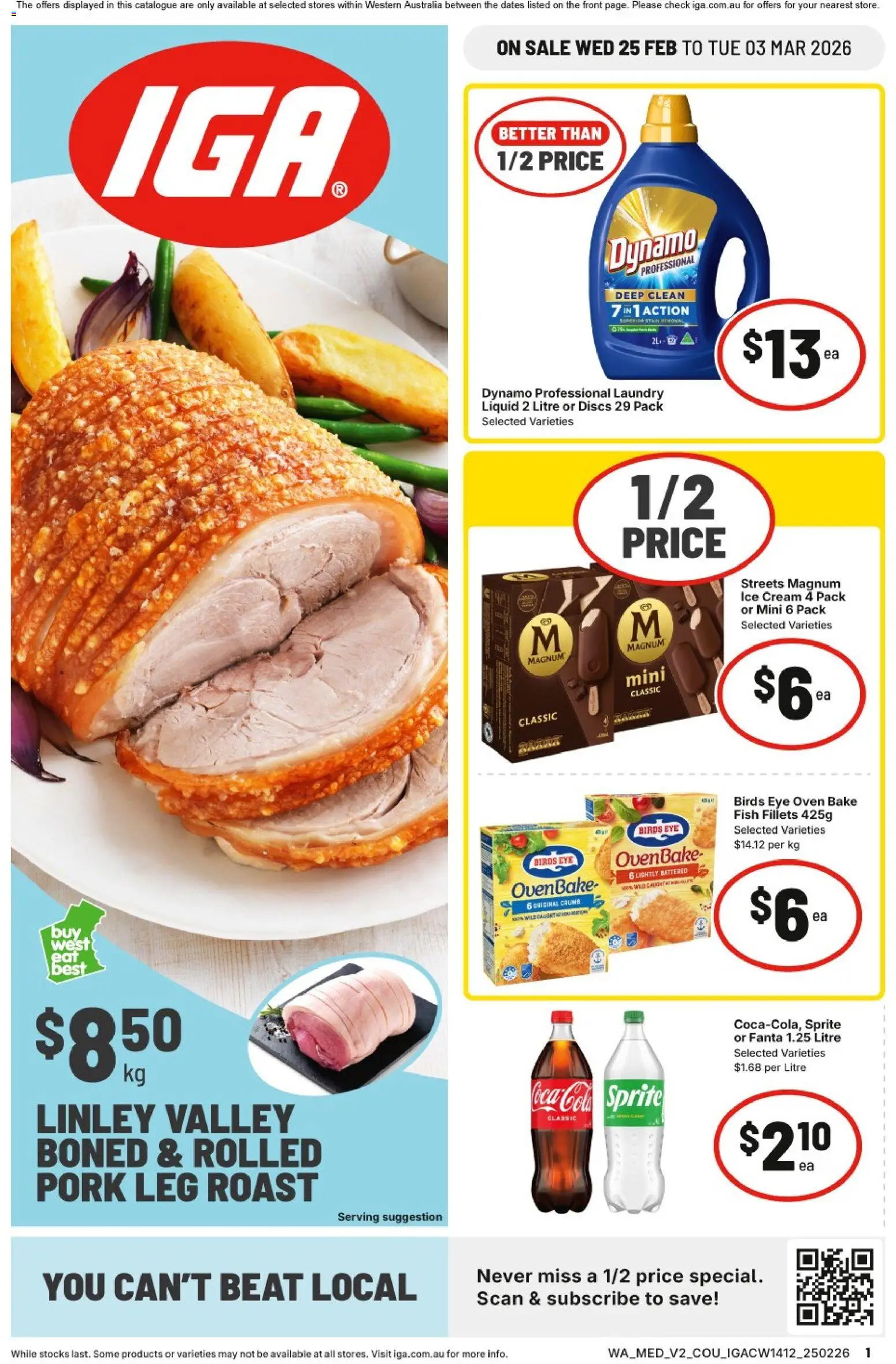 IGA catalogue - valid from 25.02.2026 | Page: 1 | Products: Pork, Cream, Laundry, Oven