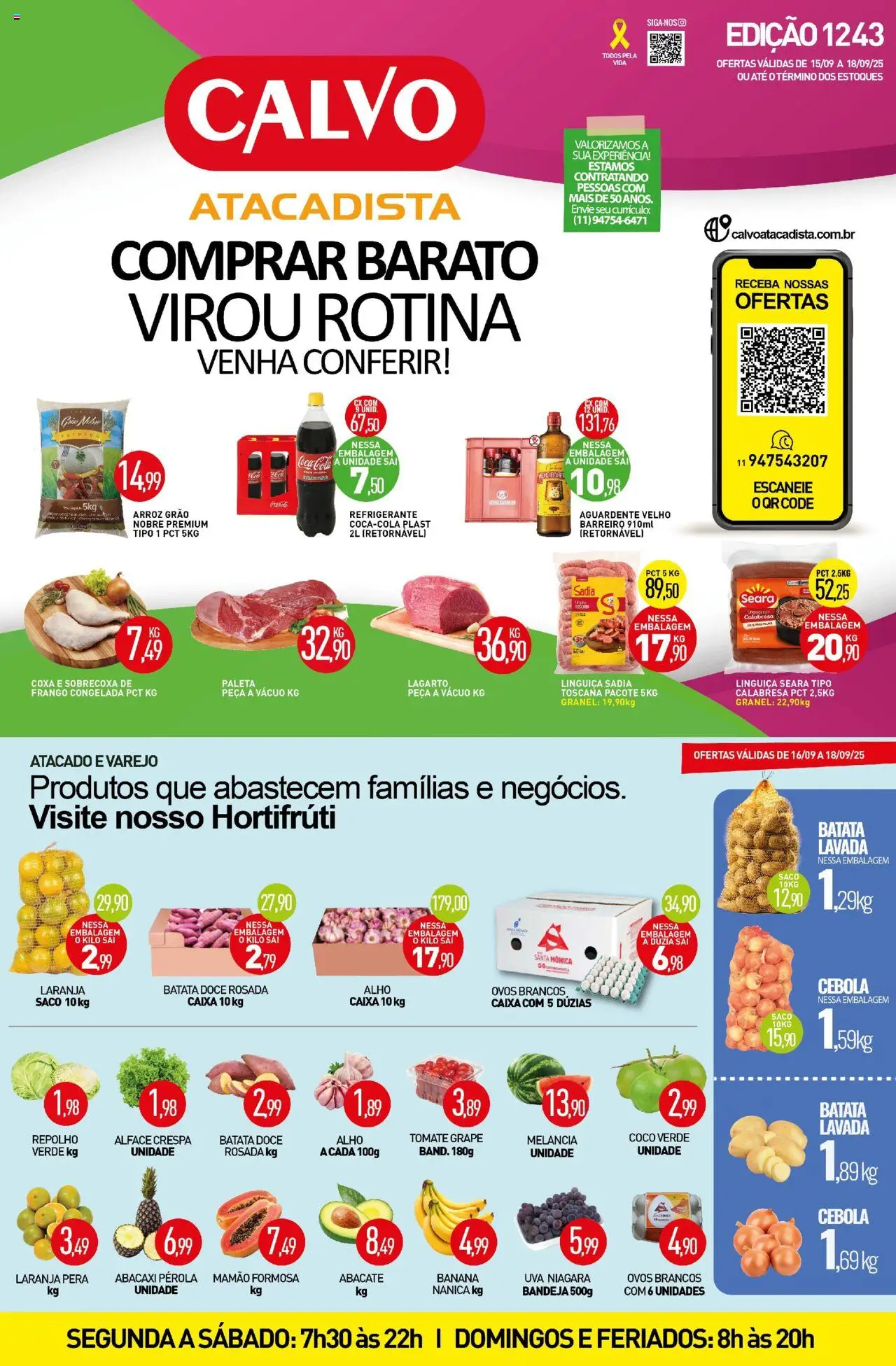 Calvo Atacadista Folheto - válido de 15.09.2025 | Página: 1 | Produtos: Pera, Cebola, Arroz, Alface