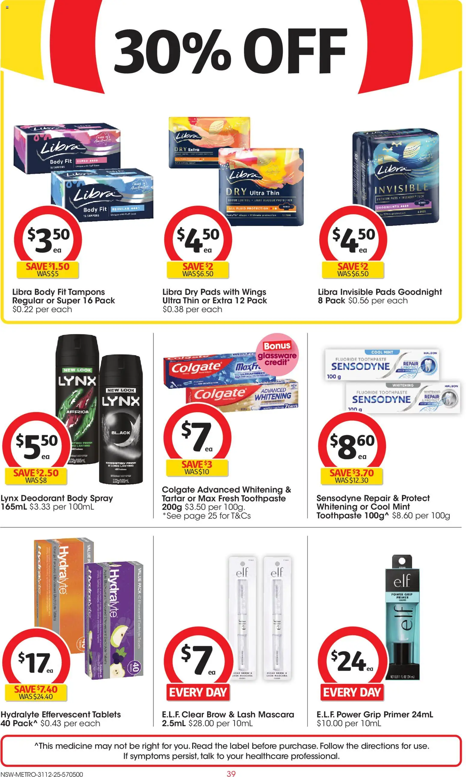 Coles catalogue - valid from 31.12.2025 | Page: 39 | Products: Light, Deodorant, Toothpaste, Tablets