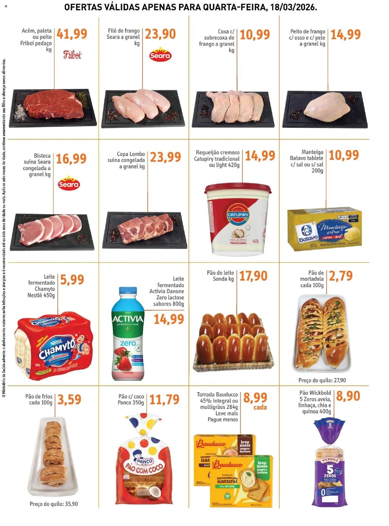 Sonda Folheto - válido de 18.03.2026 | Página: 2 | Produtos: Filé de frango, Mortadela, Copa, Peito de frango