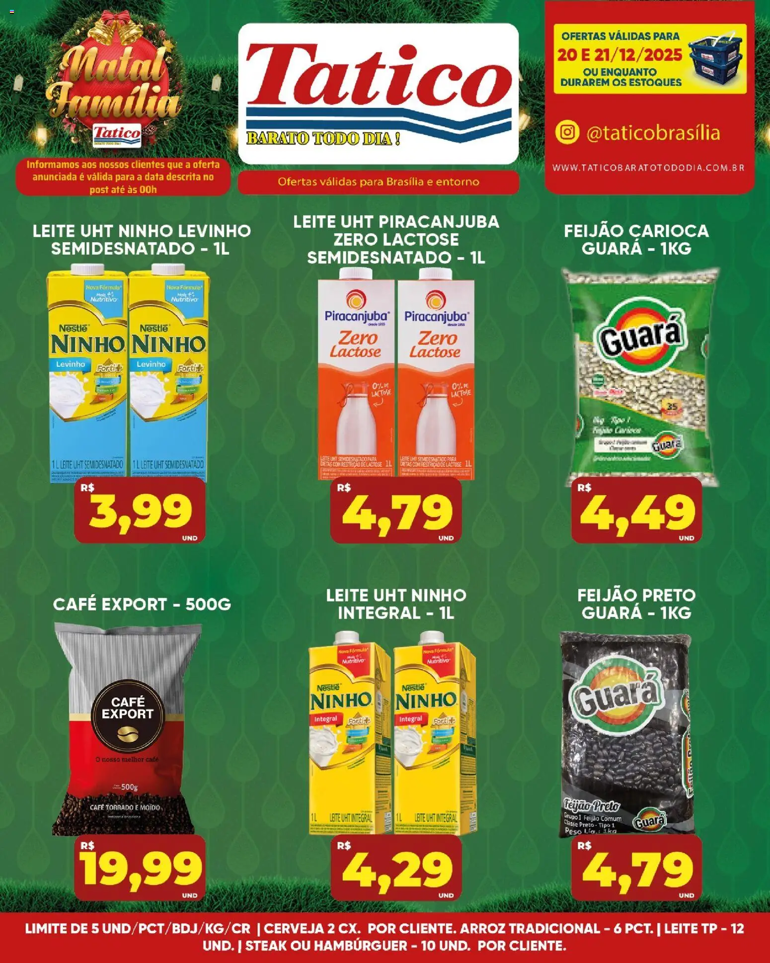 Tatico Folheto - válido de 20.12.2025 | Página: 20 | Produtos: Feijão, Leite, Arroz, Hambúrguer