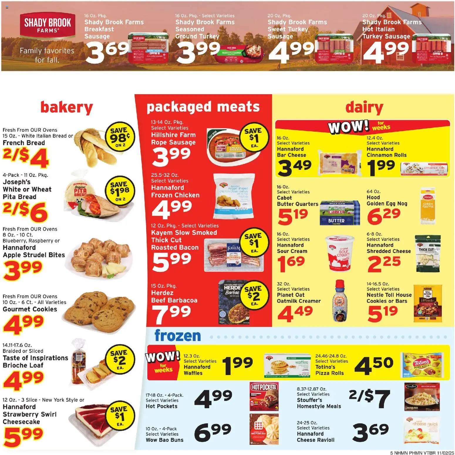 Hannaford Weekly Ad - valid from 02.11.2025 | Page: 8 | Products: Butter, Cheese, Pizza, Pork