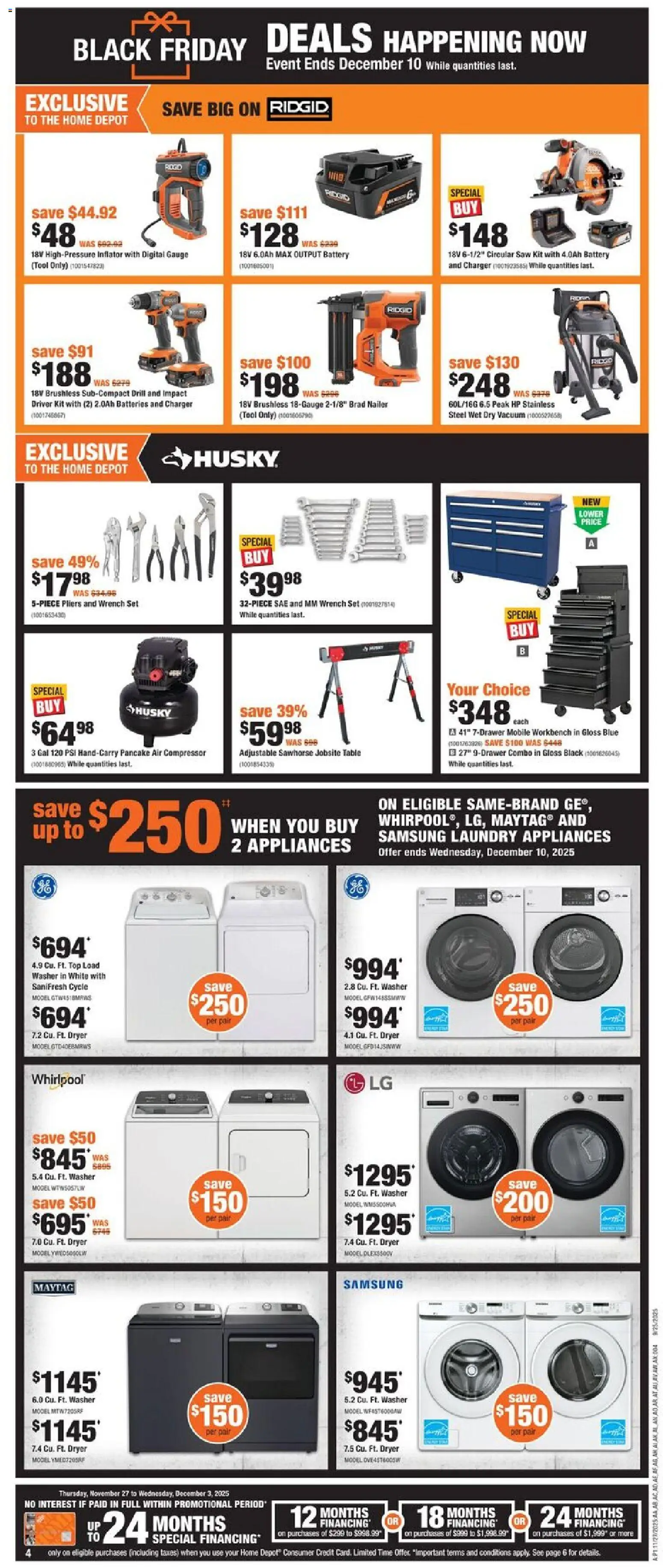 Home Depot flyer valid from 27.11.2025 | Page: 5 | Products: Dryer, Table, Battery