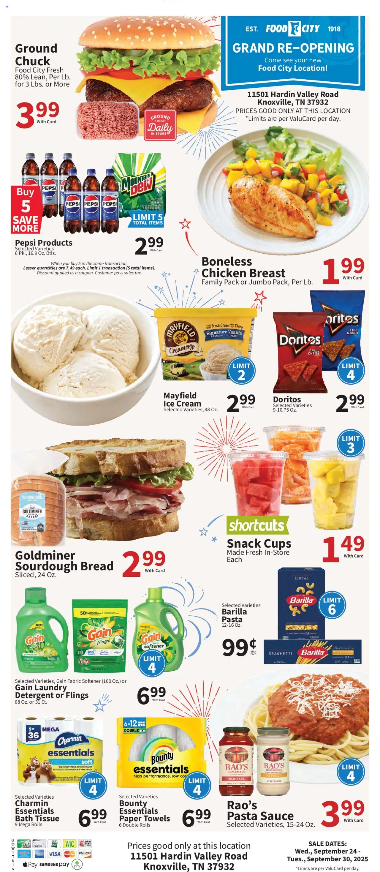 Food City Grand Opening - valid from 24.09.2025 | Page: 1 | Products: Bread, Cream, Ice cream, Sauce