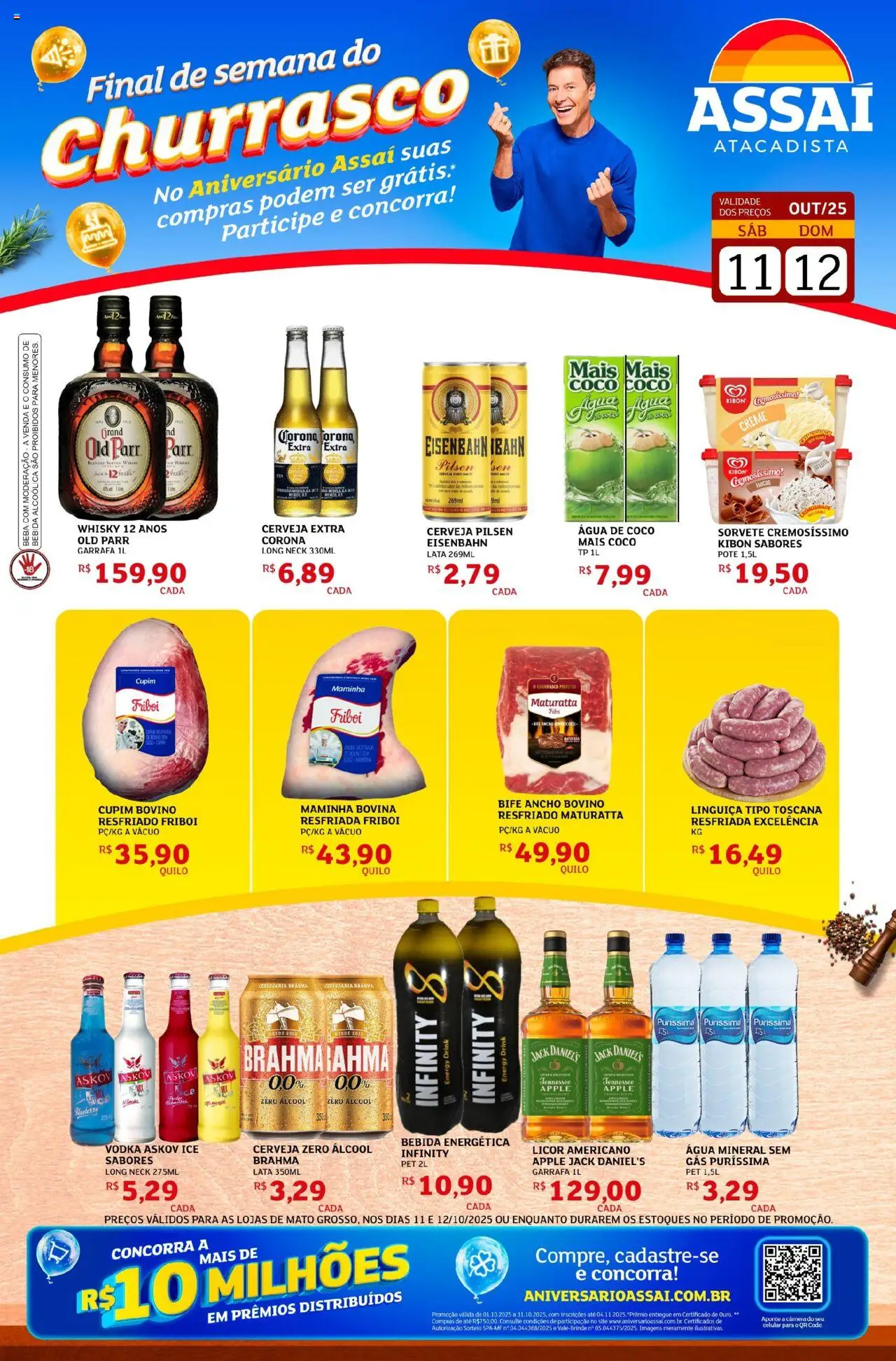 Assaí Atacadista Folheto - válido de 11.10.2025 | Página: 1 | Produtos: Linguiça, Eisenbahn, Carne, Câmera