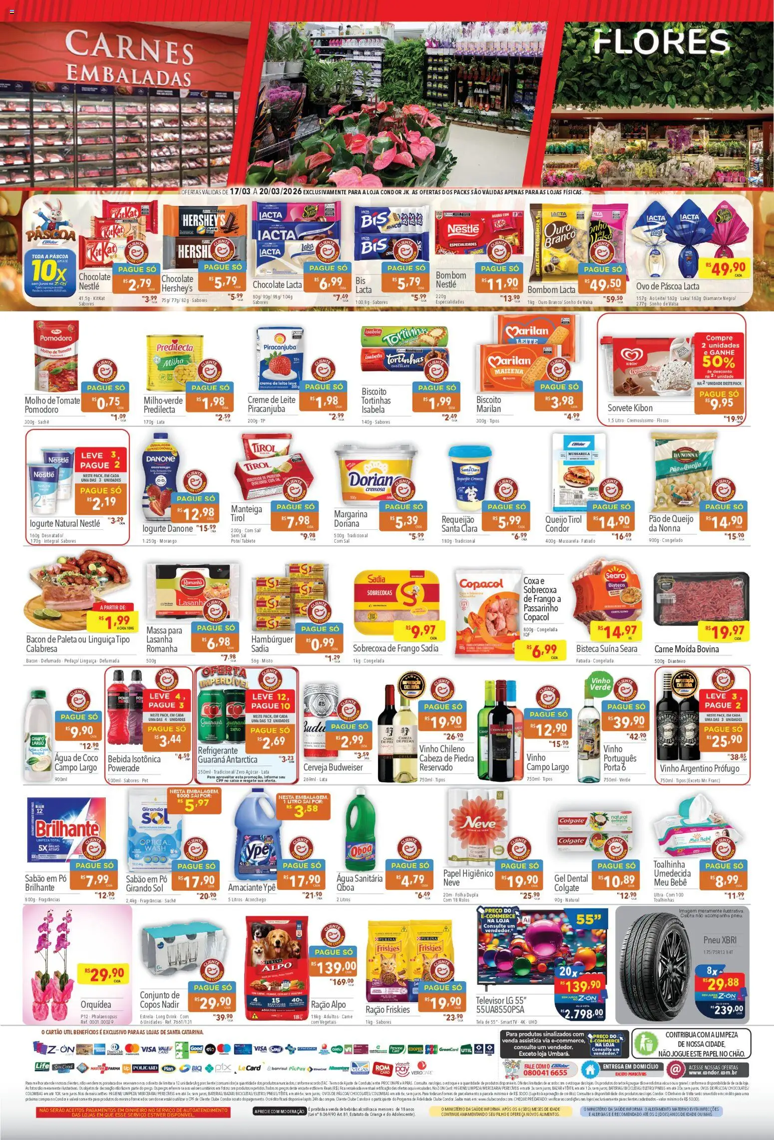 Supermercados Condor Folheto - válido de 17.03.2026 | Página: 2 | Produtos: Linguiça, Tela, Cerveja, Tv