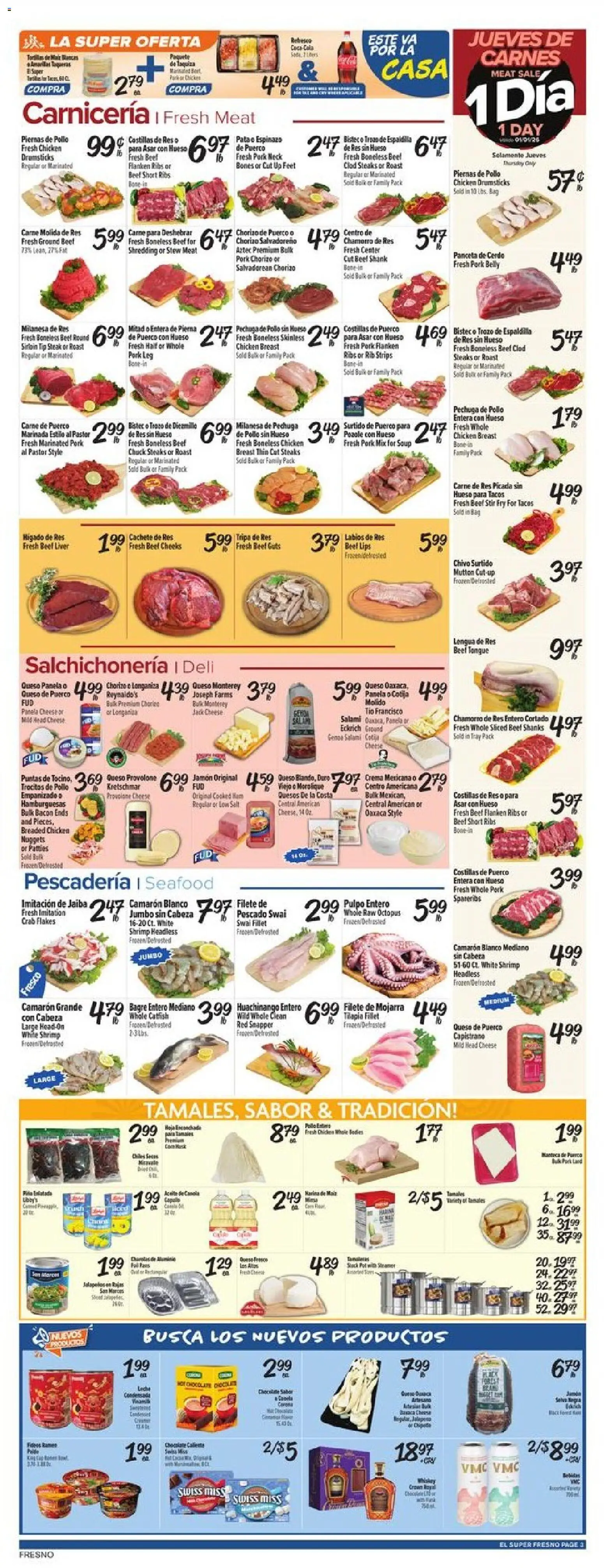 El Super Weekly Ad - CA - valid from 31.12.2025 | Page: 3 | Products: Pork, Beef, Flakes, Bag