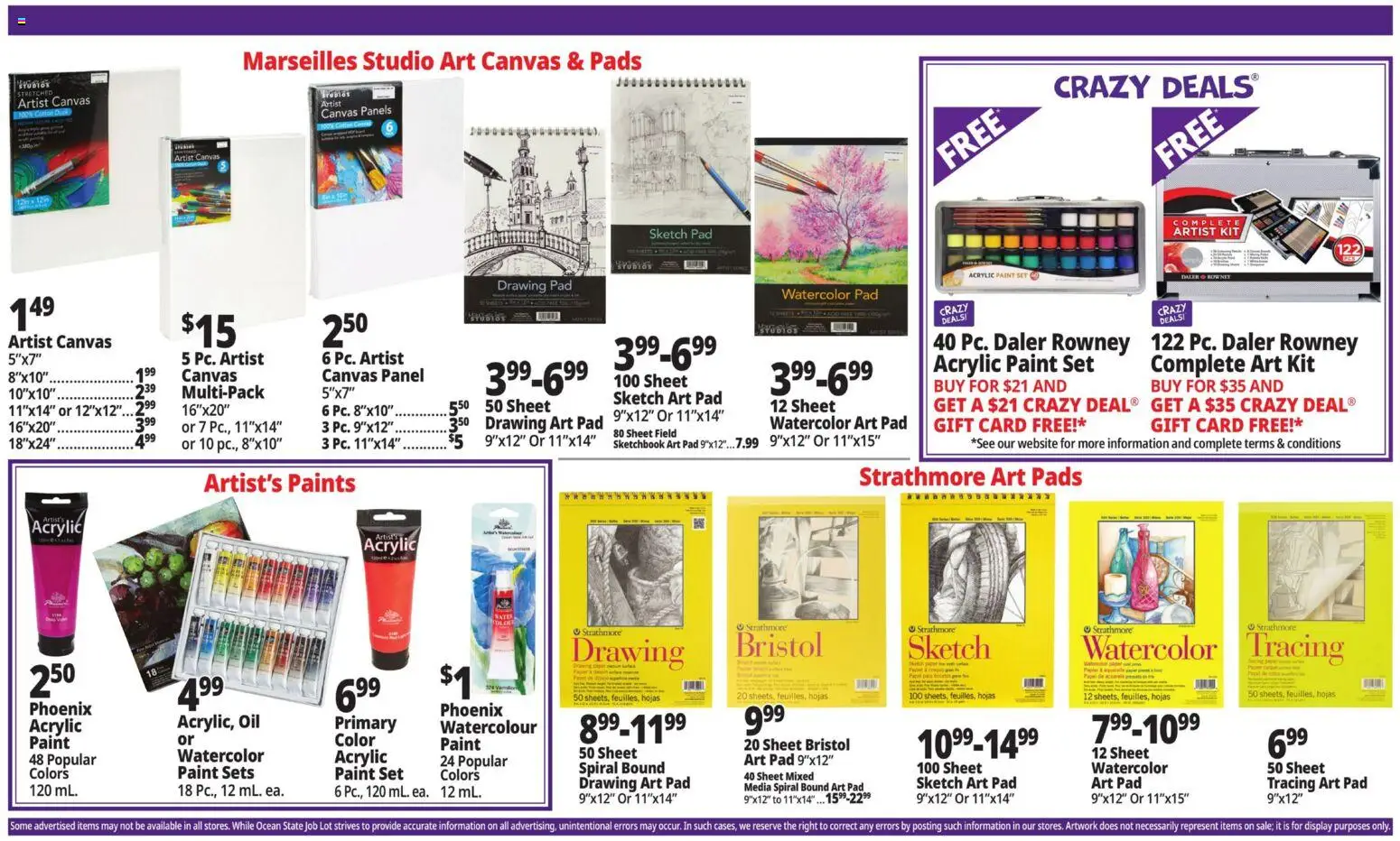 Ocean State Job Lot Weekly Ad - valid from 12.02.2026 | Page: 18 | Products: Watercolor, Pads, Pc, Sheet