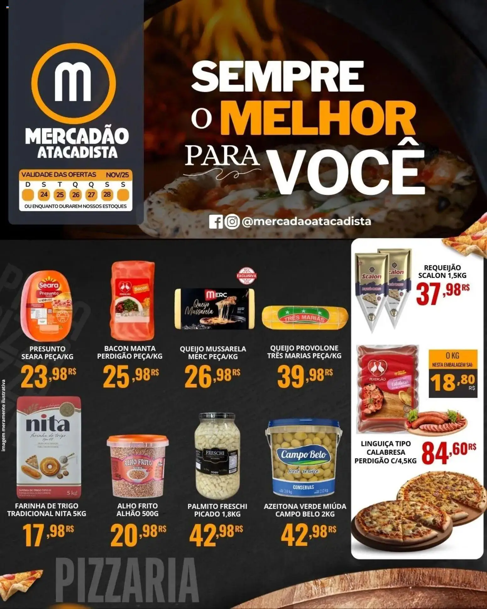 Mercadão Atacadista Folheto - válido de 24.11.2025 | Página: 1 | Produtos: Palmito, Provolone, Sal, Mussarela