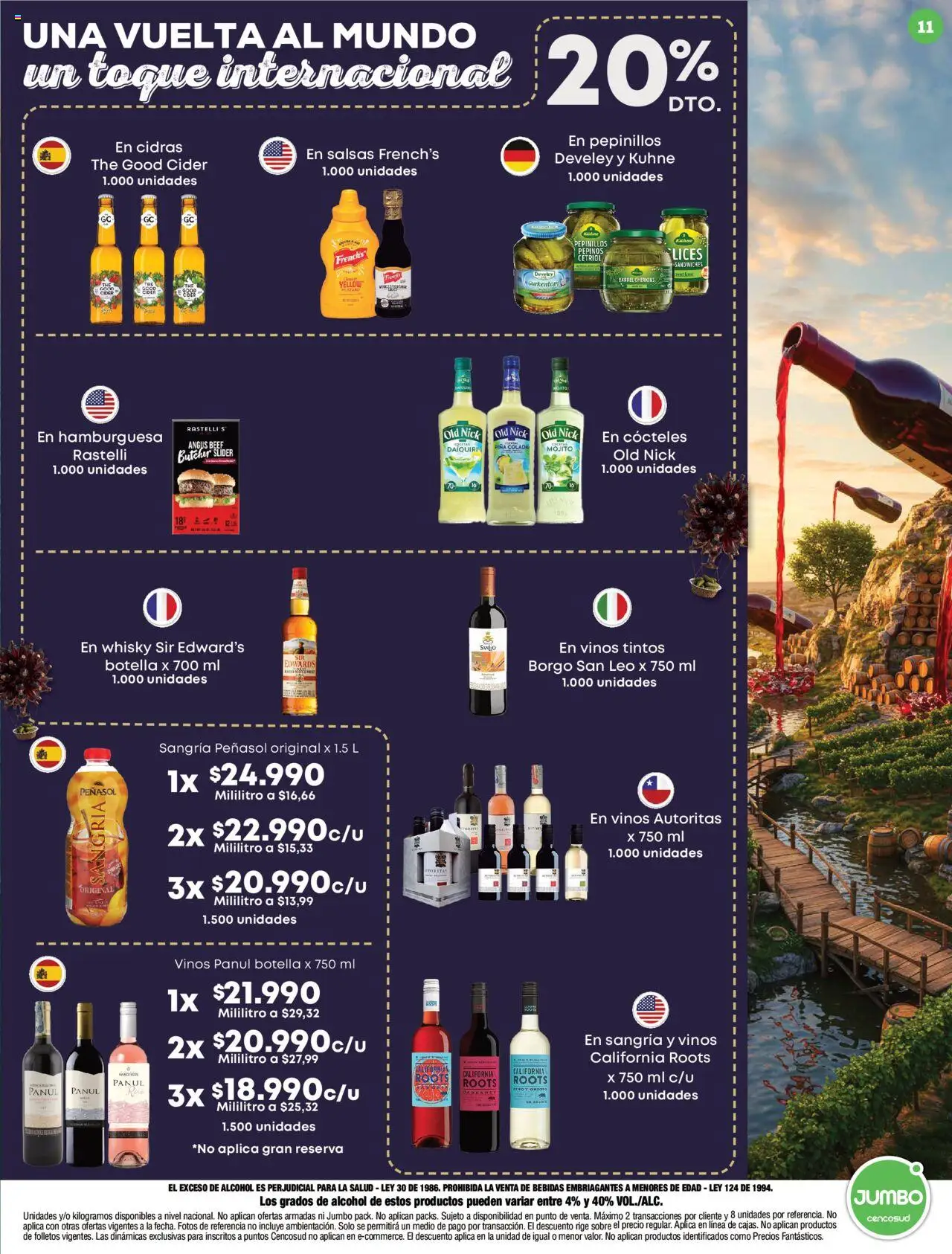Jumbo revista - valida desde el 14.08.2025 | Página: 11 | Productos: Piña, Pepinos, Whisky, Botella