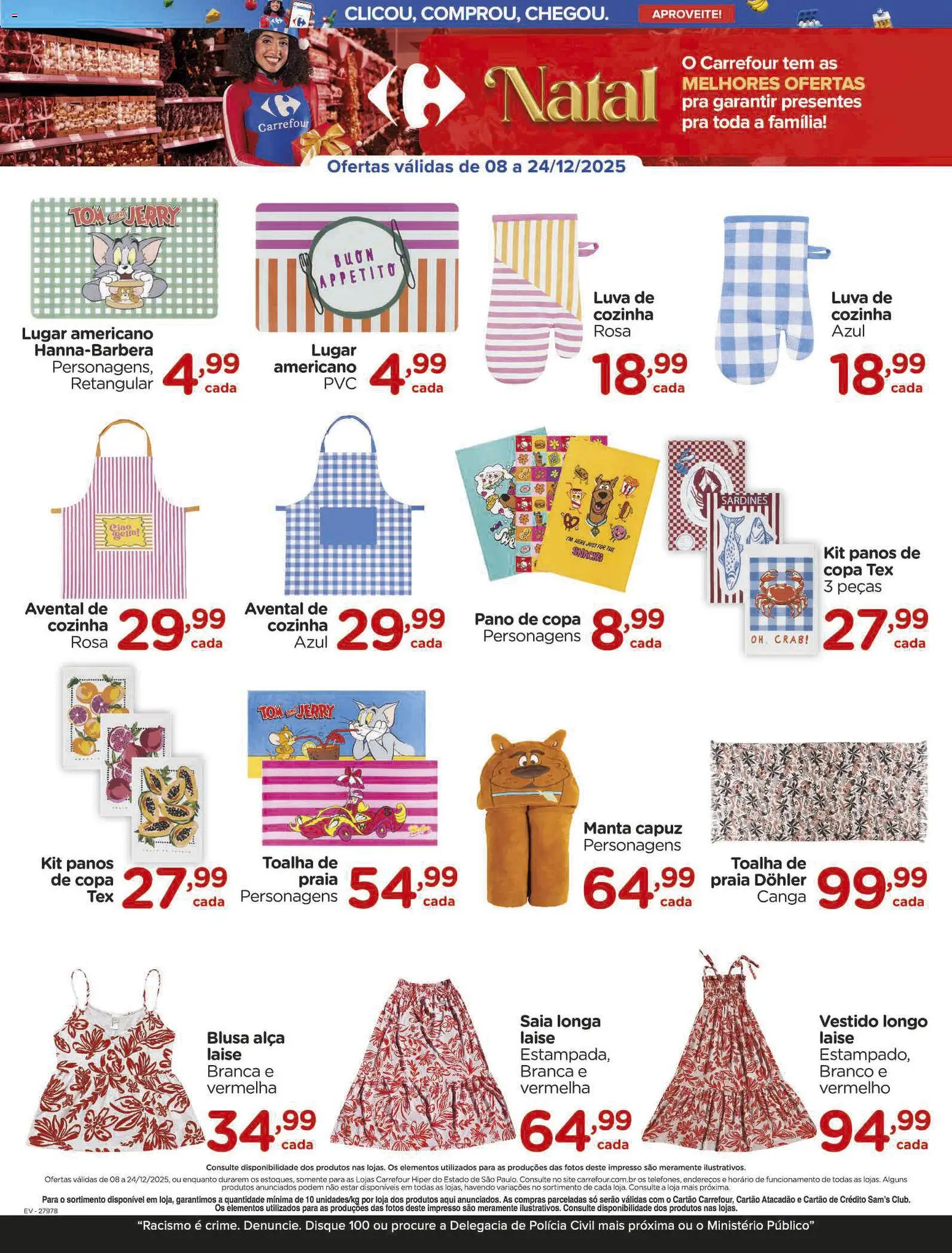 Carrefour Folheto - válido de 08.12.2025 | Página: 12 | Produtos: Canga, Copa, Capuz, Vestido