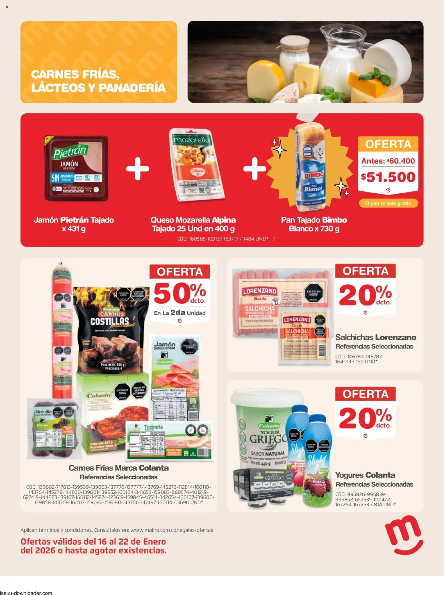 Makro revista - valida desde el 16.01.2026 | Página: 6 | Productos: Pollo, Salchicha, Tocineta, Queso