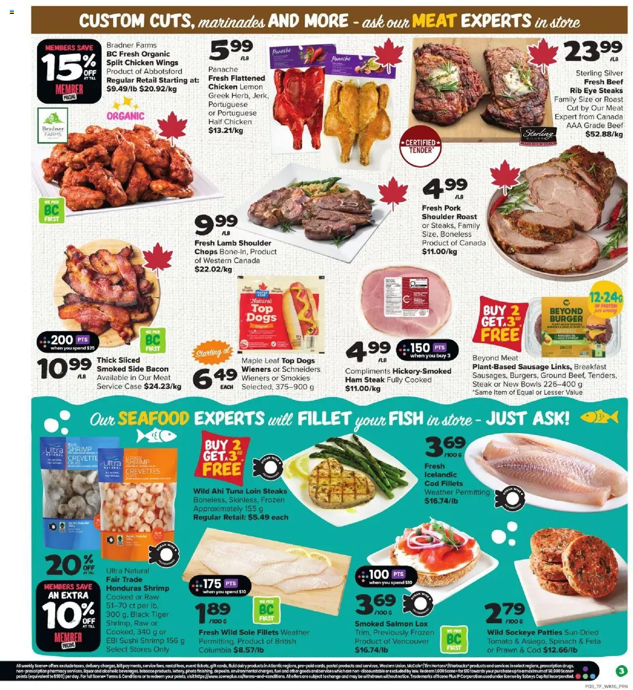 Thrifty Foods flyer valid from 14.08.2025 | Page: 5 | Products: Chicken wings, Case, Ham, Chicken
