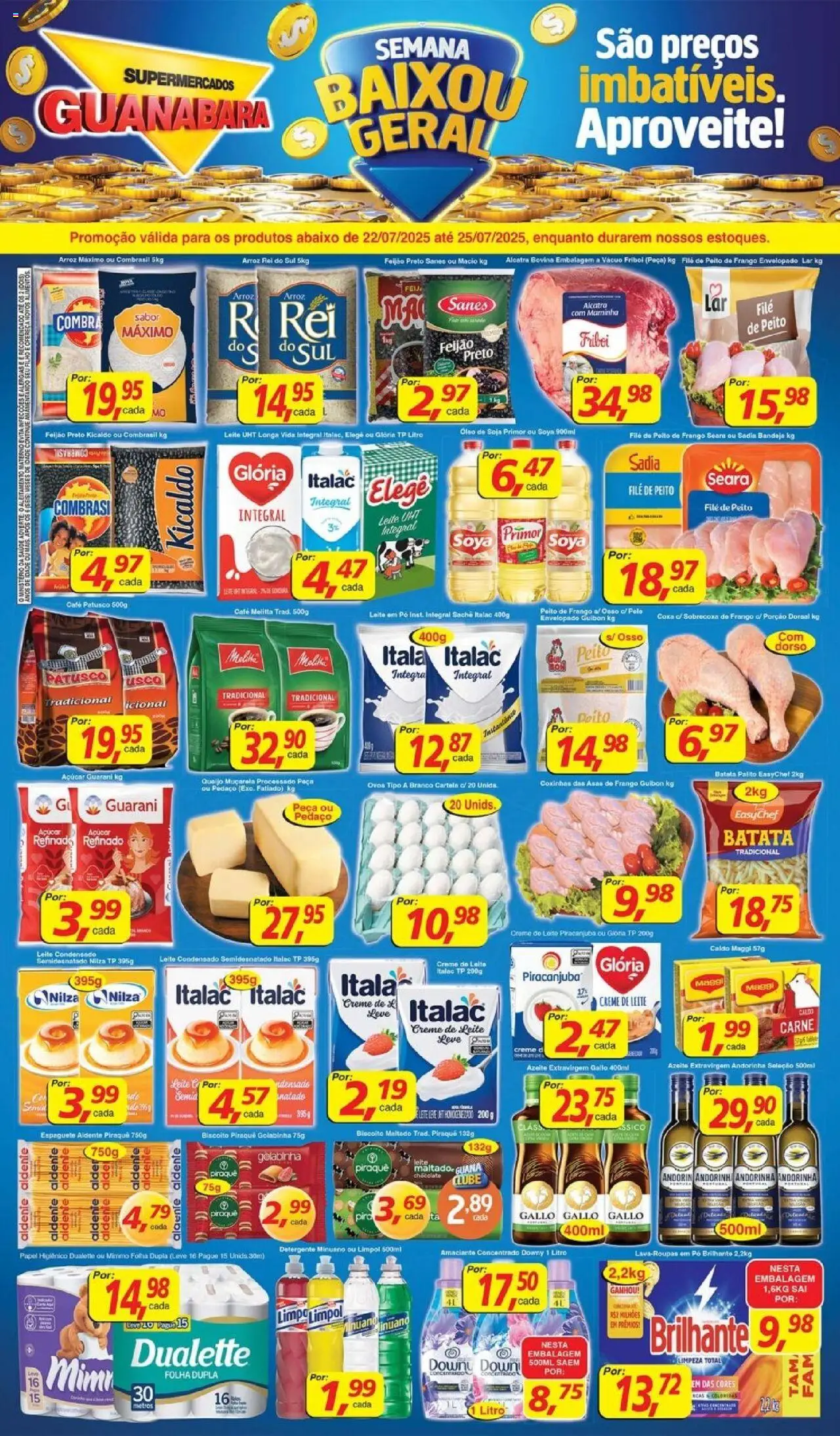 Supermercados Guanabara Folheto - válido de 22.07.2025 | Página: 1 | Produtos: Alcatra, Creme, Soja, Peito de frango