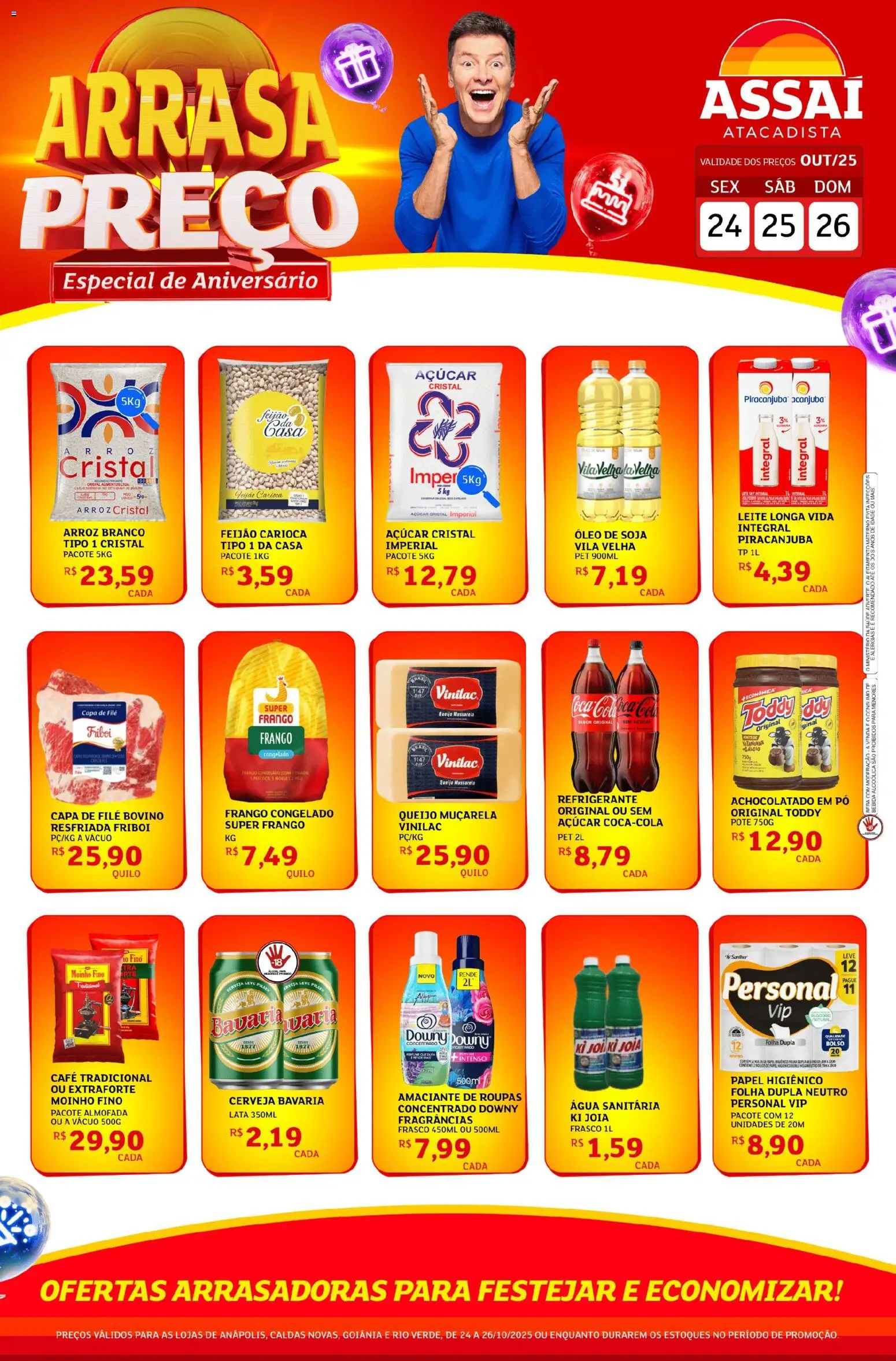 Assaí Atacadista Folheto - válido de 24.10.2025 | Página: 1 | Produtos: Café, Cerveja, Arroz, Roupas