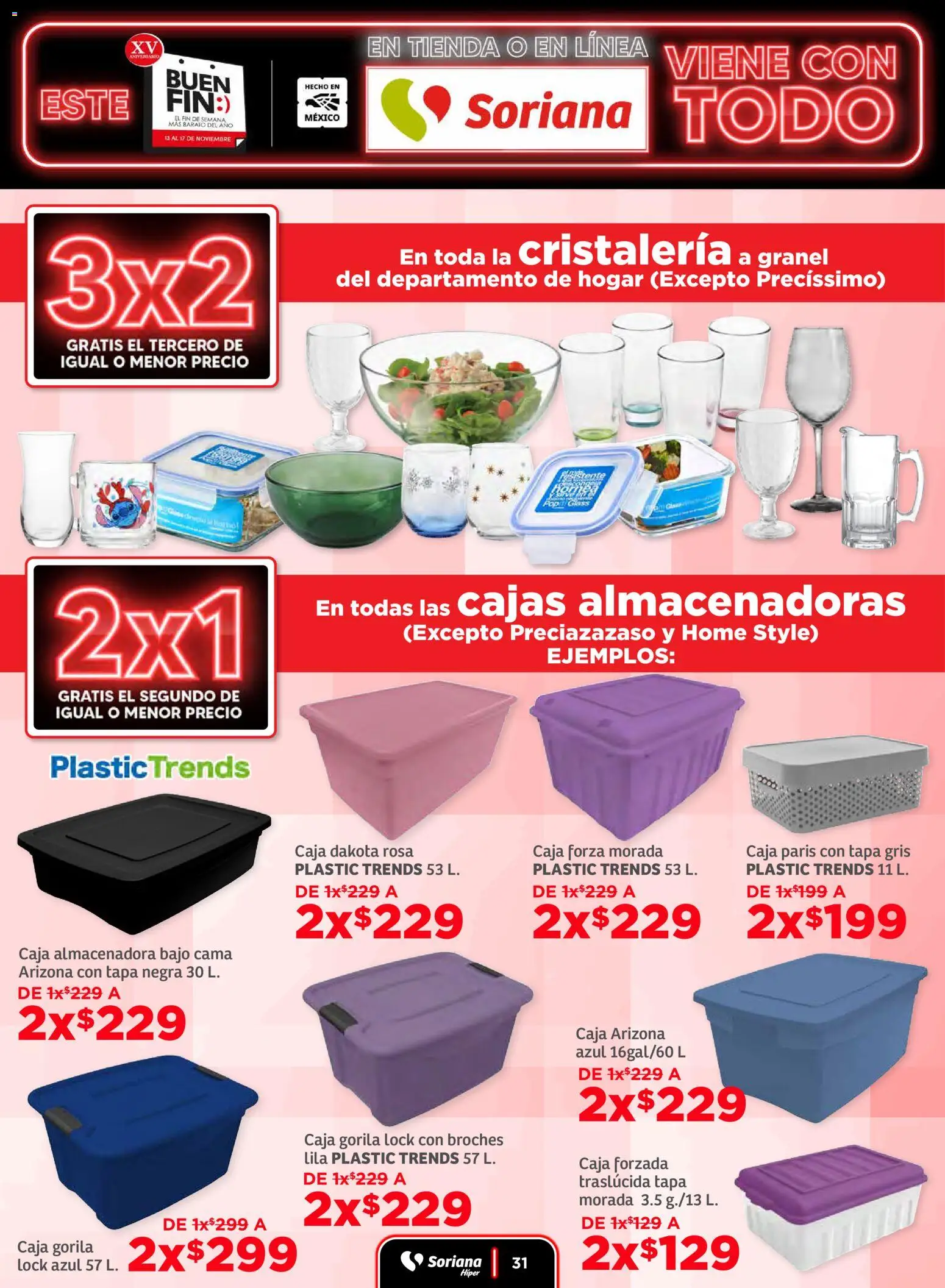 Nuevas ofertas de Soriana válidas en toda la República Mexicana desde el 13.11.2025. ¡Encuentra las mejores ofertas en Soriana Buen Fin ! | Página: 31 | Productos: Cama, Caja