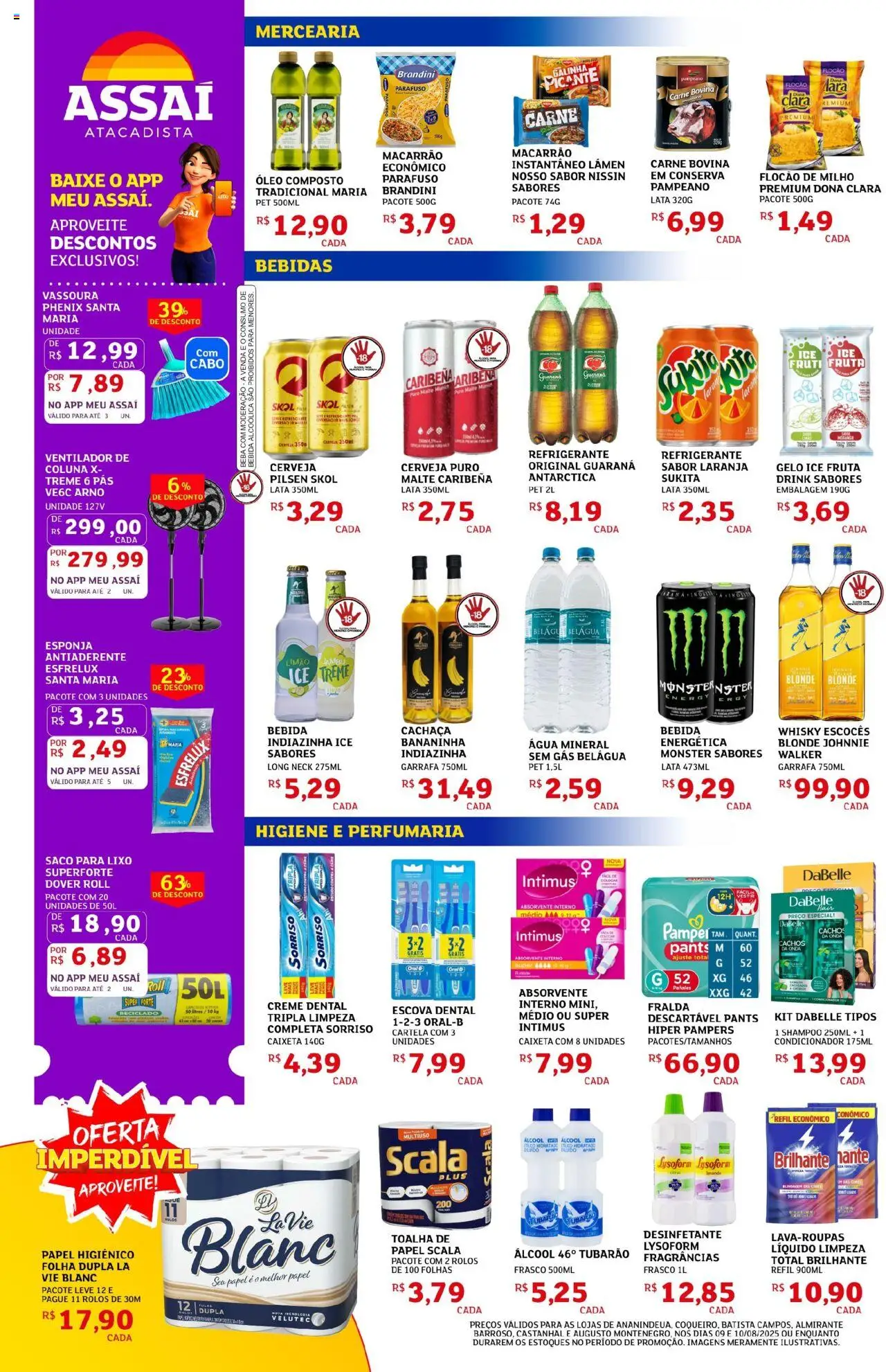 Assaí Atacadista Folheto - válido de 09.08.2025 | Página: 2 | Produtos: Condicionador, Escova, Creme dental, Absorvente