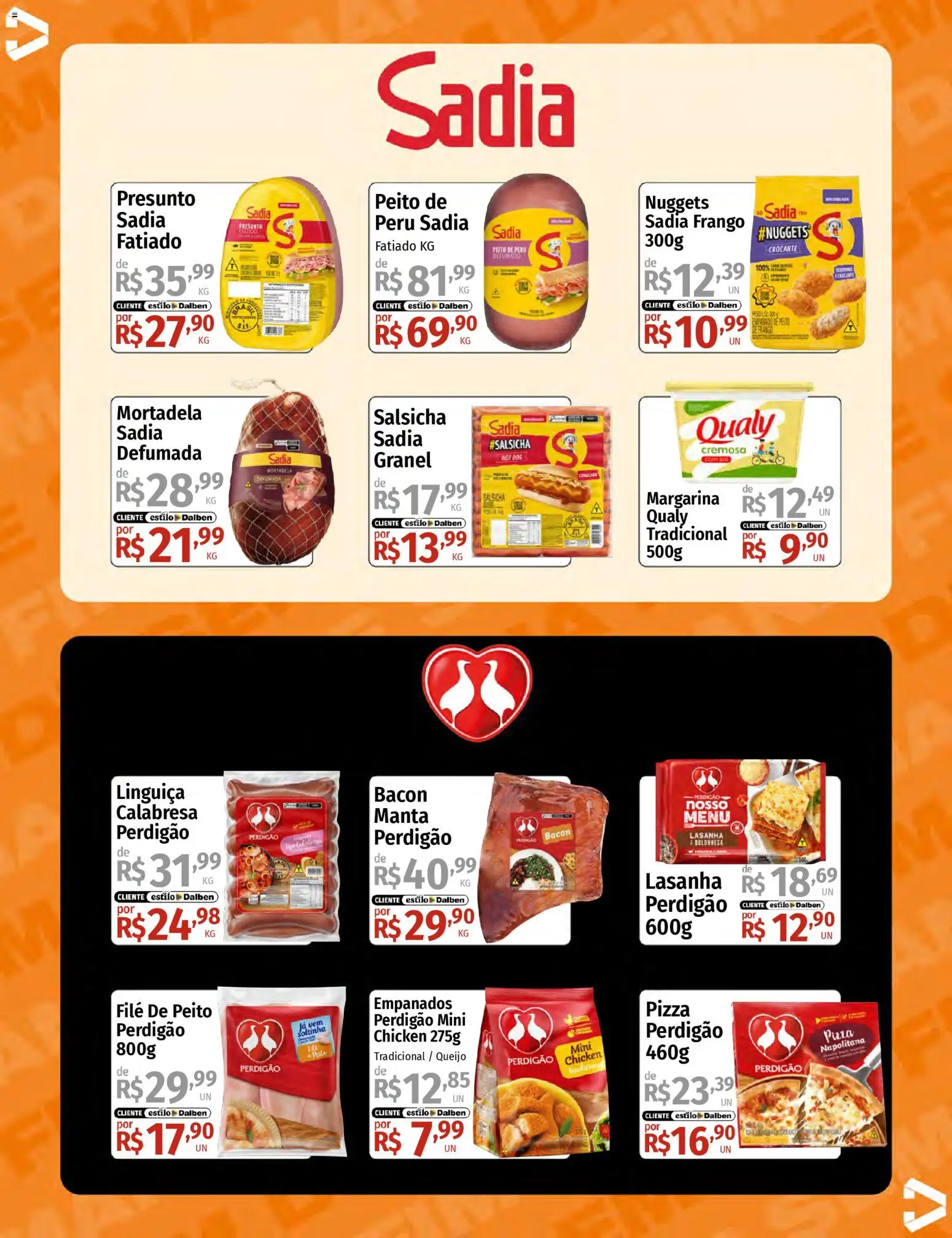 Supermercado Dalben Folheto - válido de 13.03.2026 | Página: 13 | Produtos: Salsicha, Linguiça, Mortadela, Frango