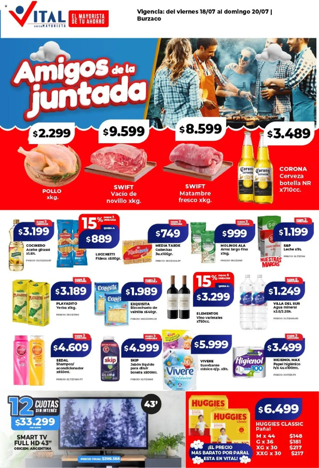 Vital - Ofertas fin de semana - Burzaco │ válido desde el 18.07.2025 | Página: 1 | Productos: Pollo, Agua, Arroz, Suavizante
