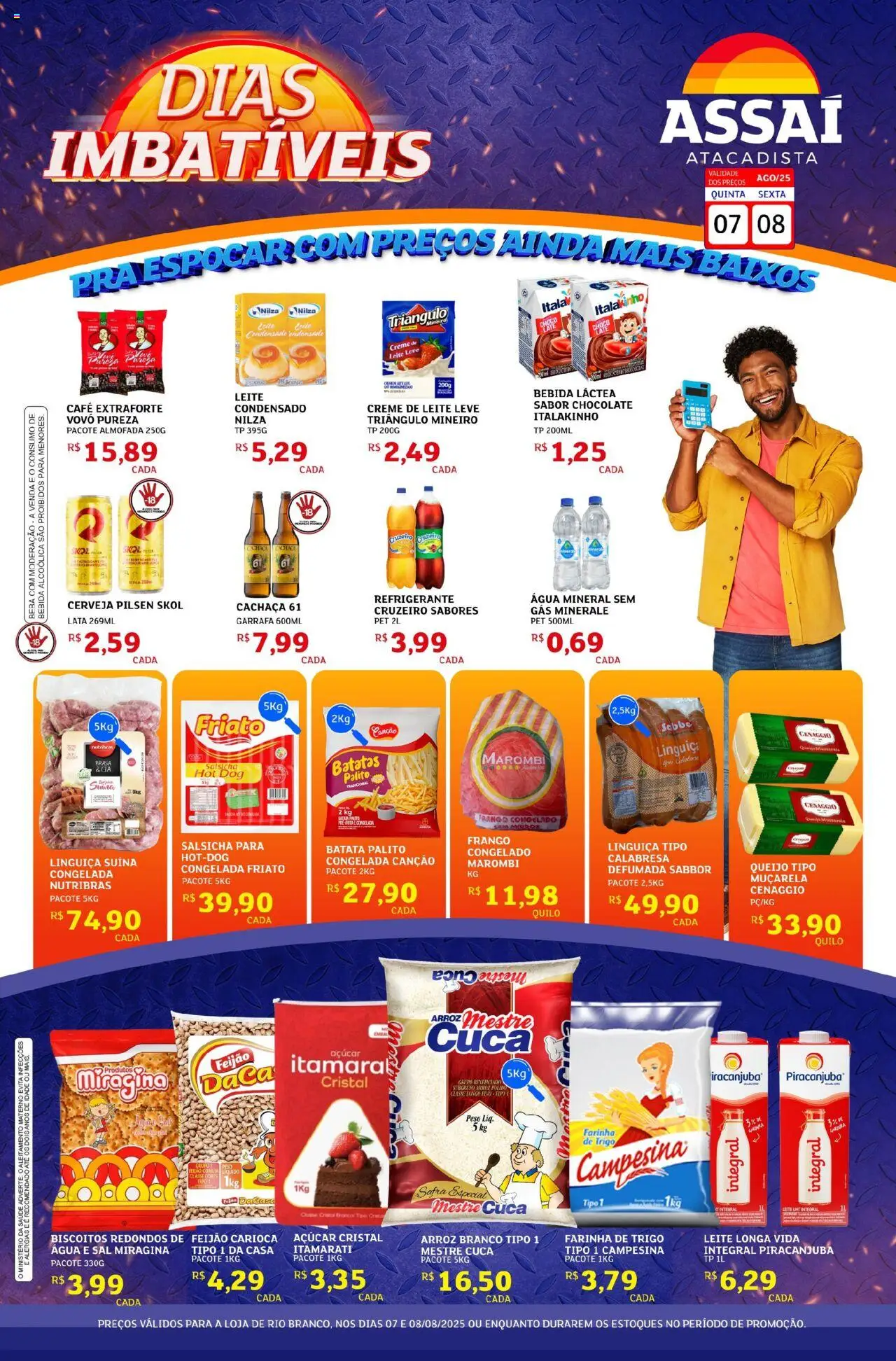 Assaí Atacadista Folheto - válido de 07.08.2025 | Página: 1 | Produtos: Leite, Creme, Bebida, Água mineral