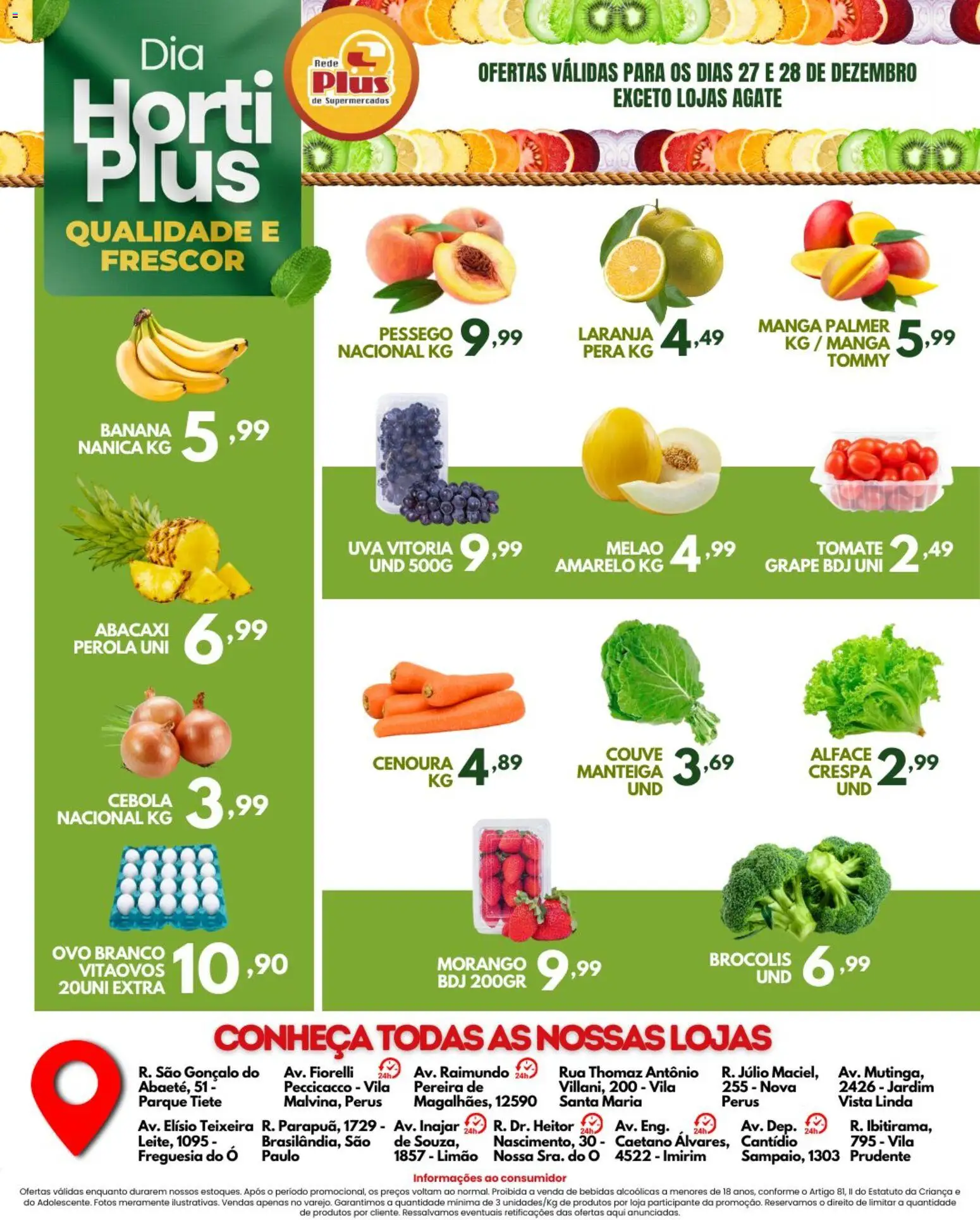 Rede Plus Supermercados Folheto - válido de 27.12.2025 | Página: 3 | Produtos: Melão, Alface, Brócolis, Couve