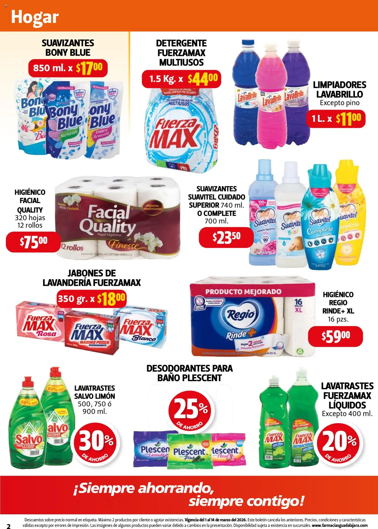Nuevas ofertas de Farmacia Guadalajara válidas en toda la República Mexicana desde el 01.03.2026. ¡Encuentra las mejores ofertas en Farmacia Guadalajara catálogo! | Página: 2 | Productos: Detergente, Baño, Polvo, Sobre