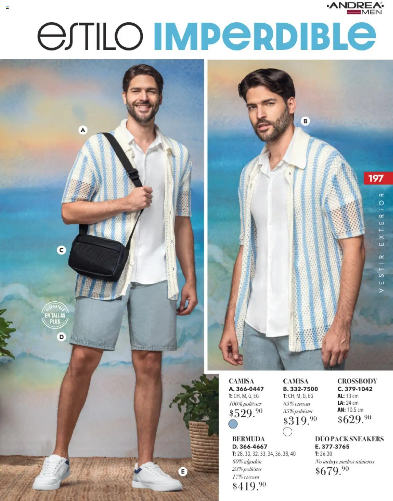 Nuevas ofertas de Andrea válidas en toda la República Mexicana desde el 17.08.2025. ¡Encuentra las mejores ofertas en Andrea - Catálogo Tropical Otoño / Invierno! | Página: 197 | Productos: Camisa, Algodón, Bermuda