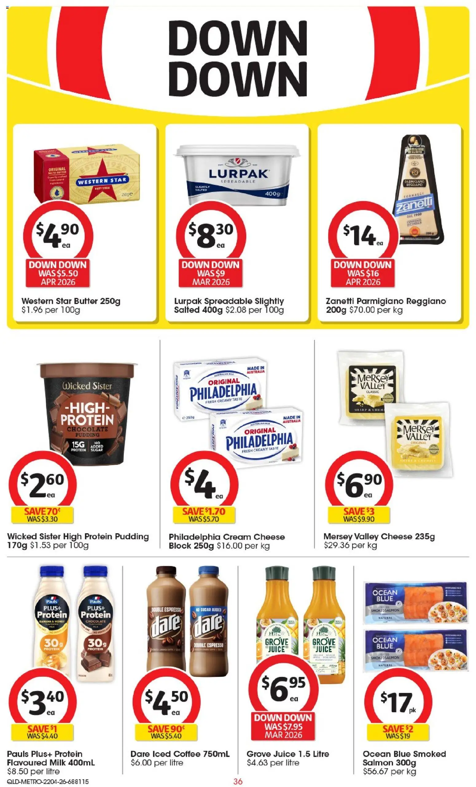 Coles catalogue - valid from 22.04.2026 | Page: 36 | Products: Milk, Butter, Chocolate, Sugar