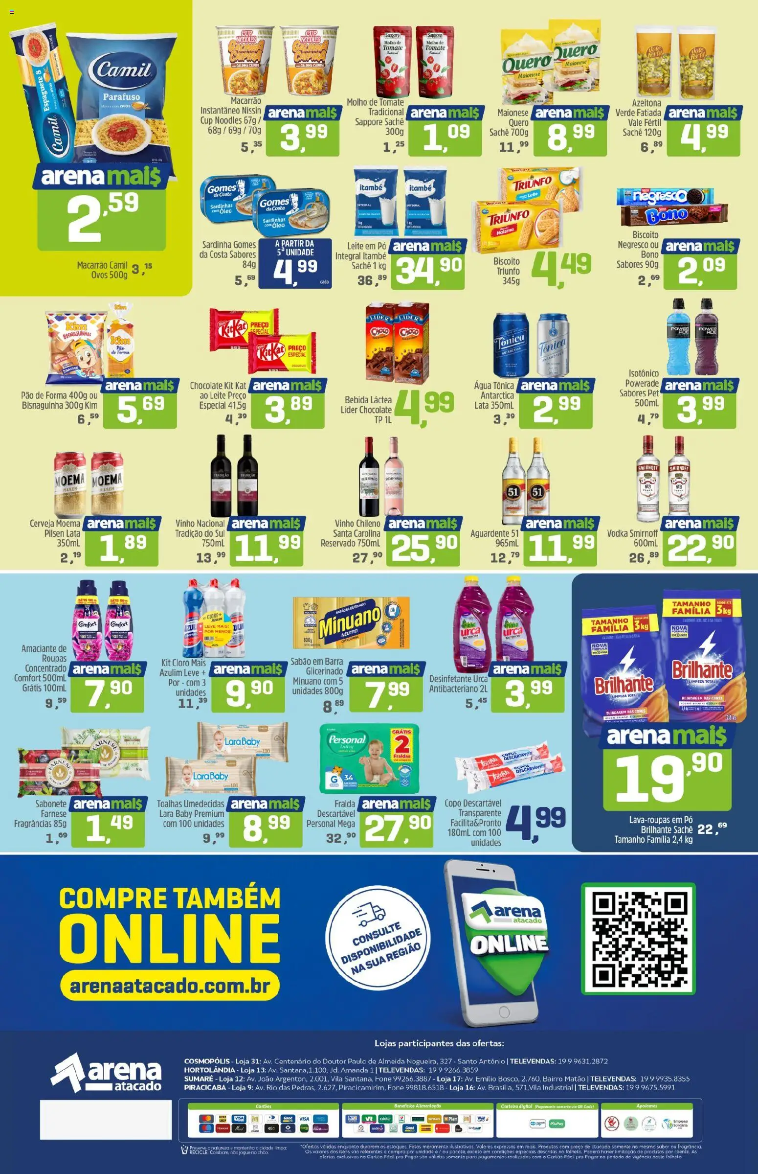 Arena Atacado Folheto - válido de 16.03.2026 | Página: 2 | Produtos: Espaguete, Kit Kat, Amaciante, Desinfetante