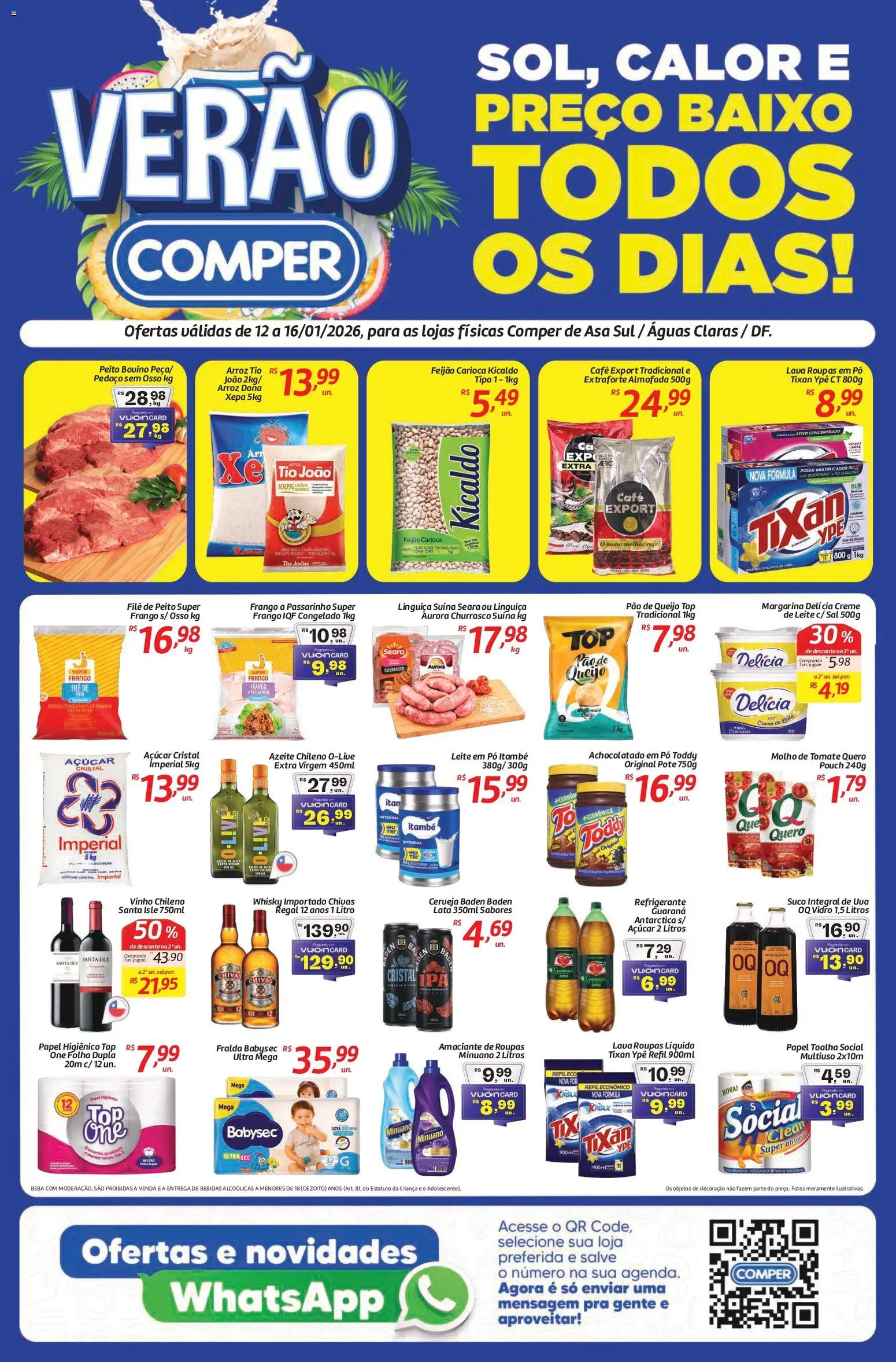 Comper Folheto - válido de 12.01.2026 | Página: 1 | Produtos: Whisky, Leite, Refrigerante, Sal