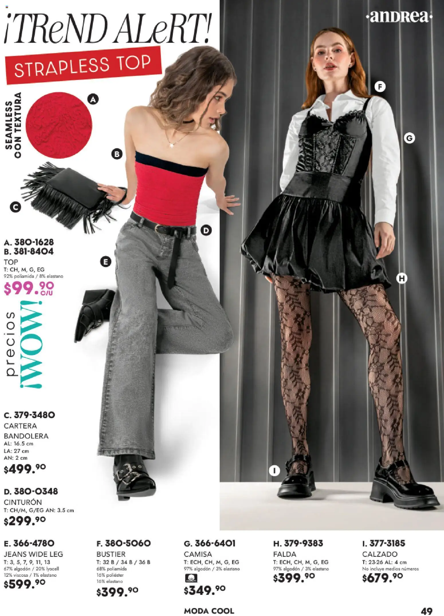 Nuevas ofertas de Andrea válidas en toda la República Mexicana desde el 26.11.2025. ¡Encuentra las mejores ofertas en Andrea catálogo Vestir! | Página: 49 | Productos: Camisa, Algodón, Top, Falda
