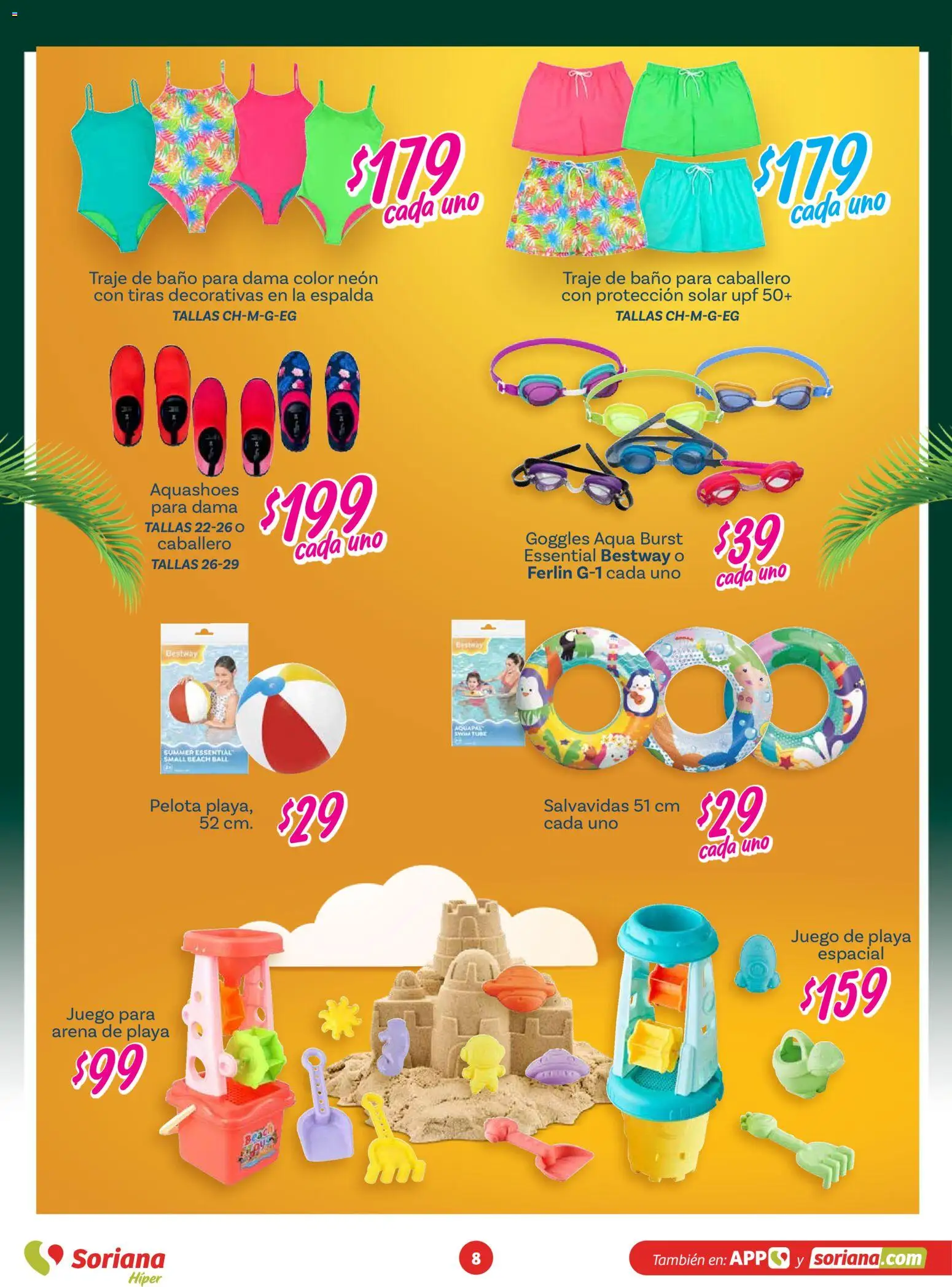 Nuevas ofertas de Soriana válidas en toda la República Mexicana desde el 07.04.2026. ¡Encuentra las mejores ofertas en Soriana En México apoyamos con todo Híper! | Página: 8 | Productos: Pelota, Juego, Traje de baño, Baño