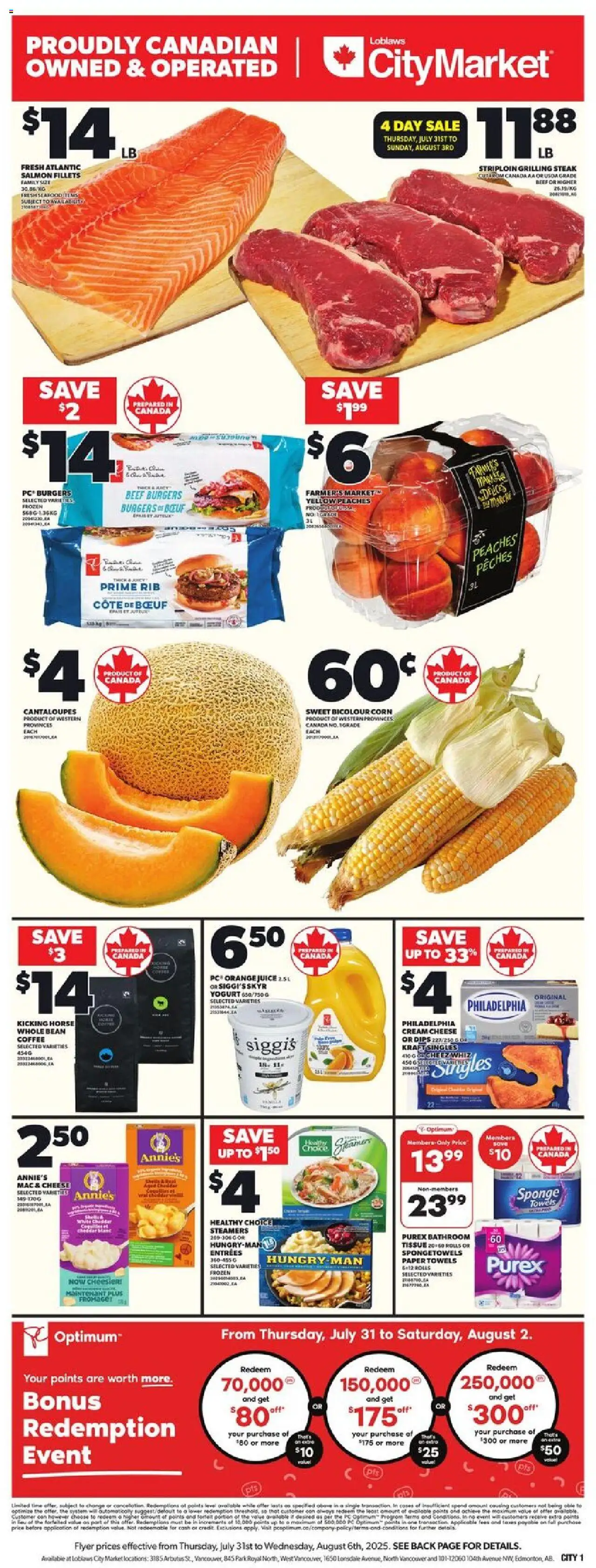 Loblaws flyer valid from 31.07.2025 | Page: 3 | Products: Beef, Cream, PC, Sponge