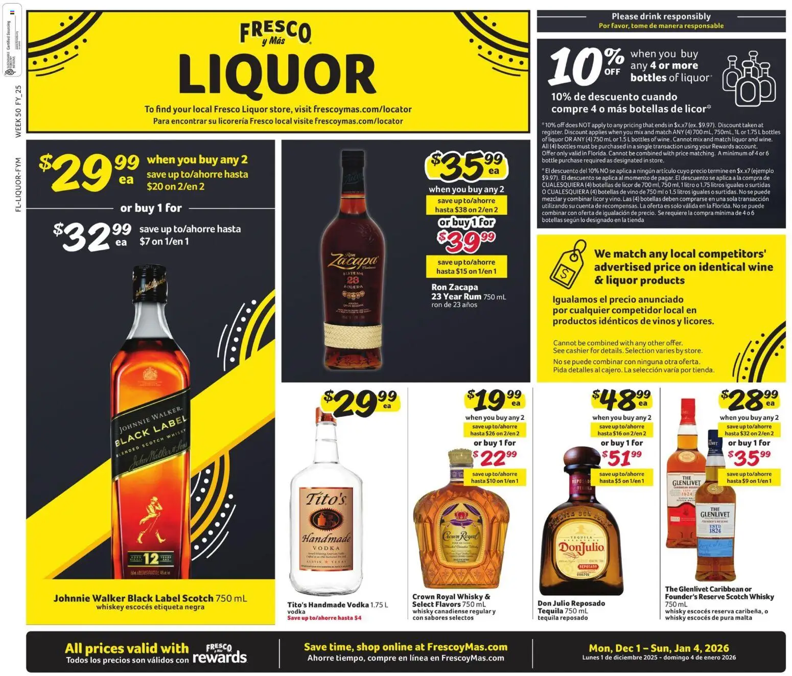 Fresco y Más Alcohol Flyer - valid from 01.12.2025 | Page: 1 | Products: Wine, Vodka, Whiskey