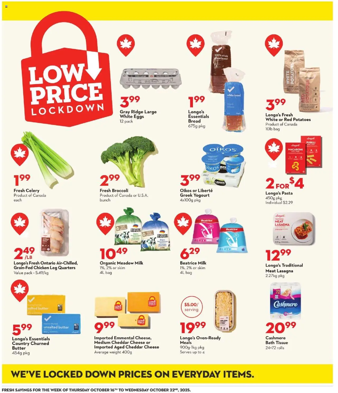Longo's flyer valid from 16.10.2025 | Page: 13 | Products: Pasta, Ridge, Milk, Bread