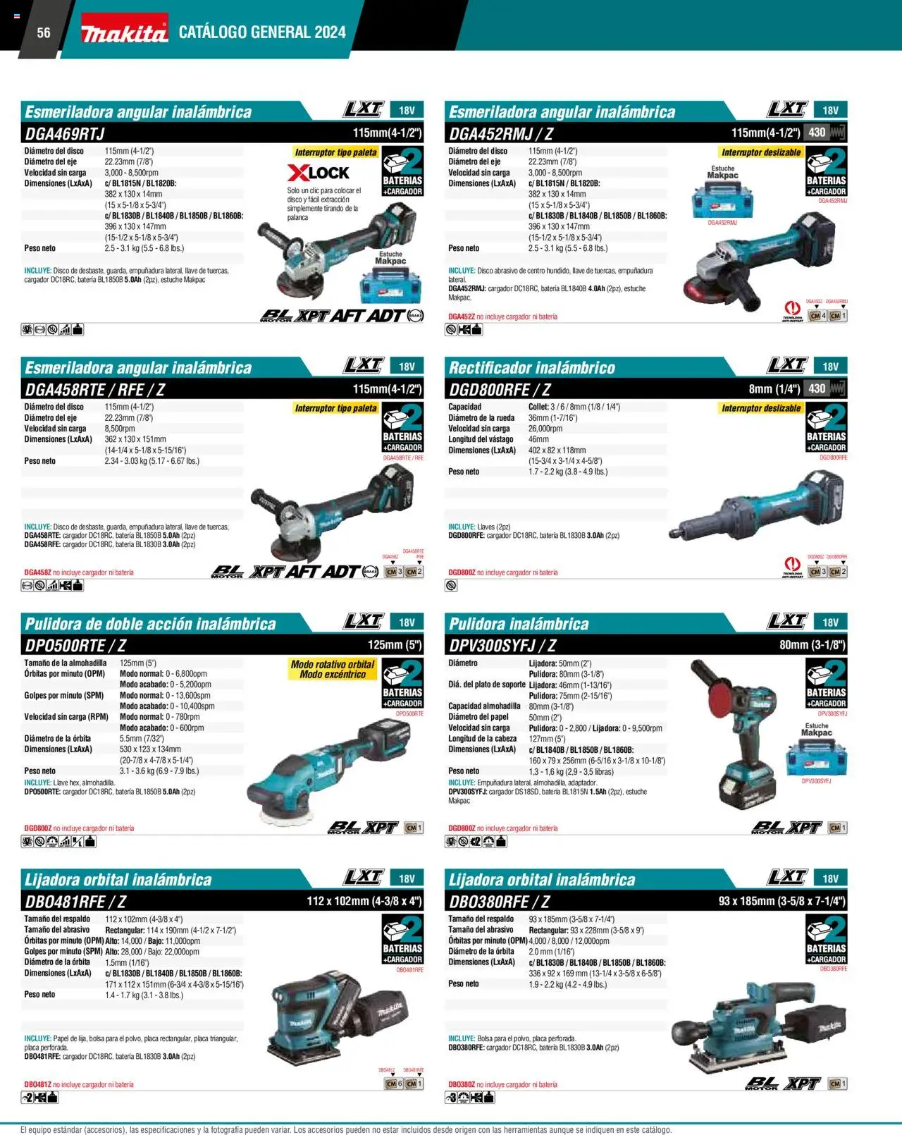 Nuevas ofertas de Makita válidas en toda la República Mexicana desde el 17.04.2024. ¡Encuentra las mejores ofertas en Makita catálogo ! | Página: 56 | Productos: Bolsa, Lijadora, Batería, Llave