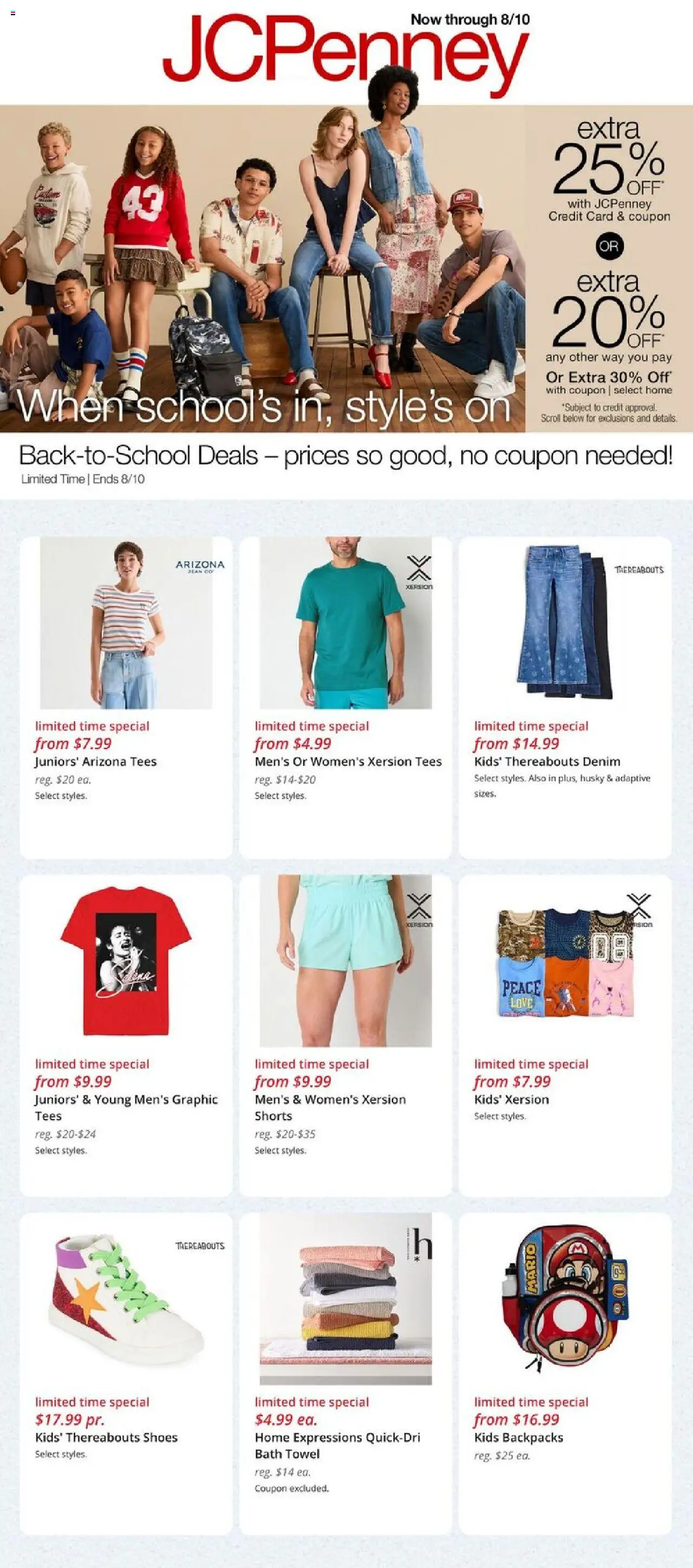 JCPenney Store Ads - valid from 08.08.2025 | Page: 1 | Products: Bath, Shorts
