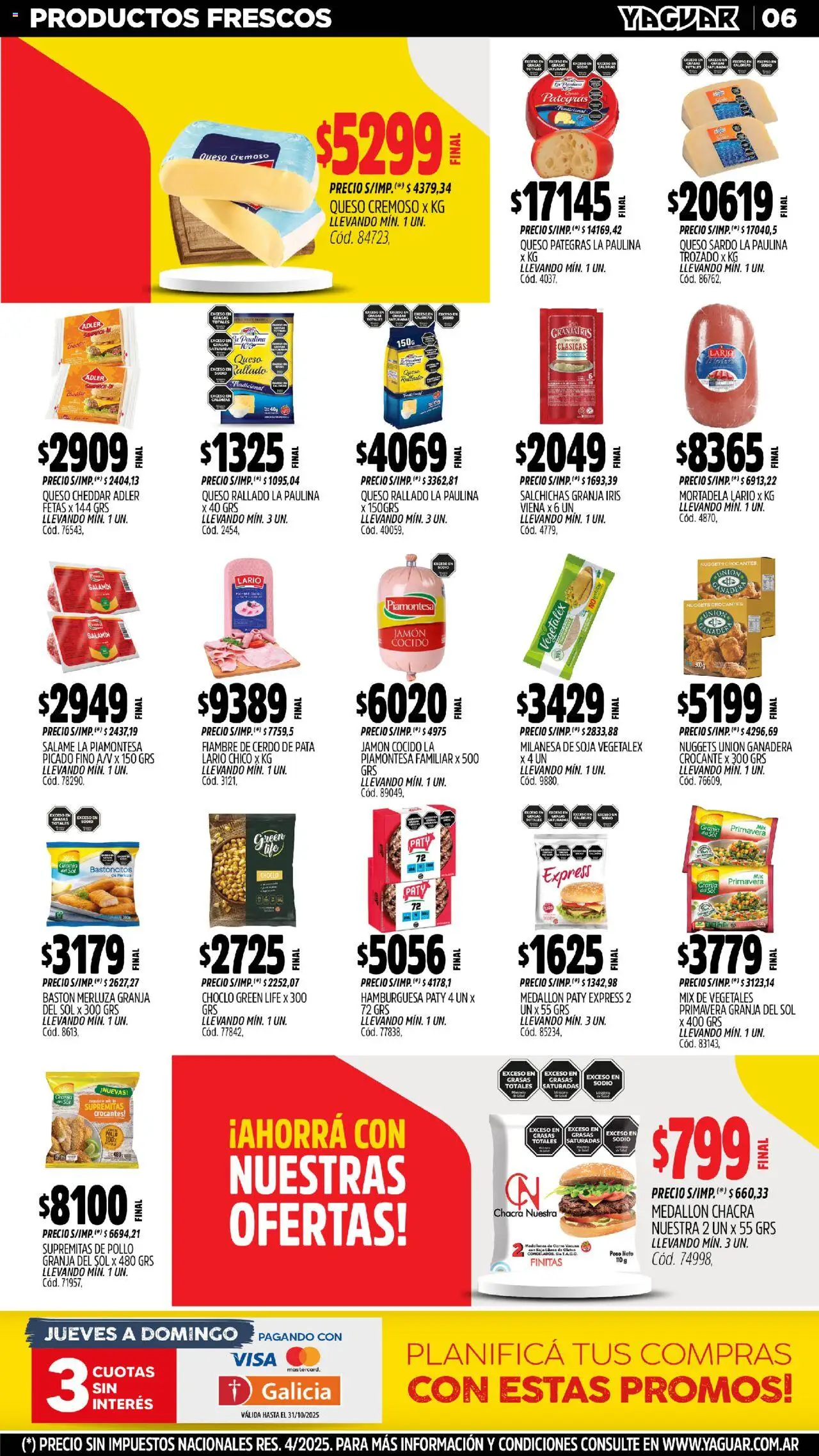 Yaguar - San Juan │ válido desde el 20.10.2025 | Página: 5 | Productos: Choclo, Milanesa, Queso, Cerdo