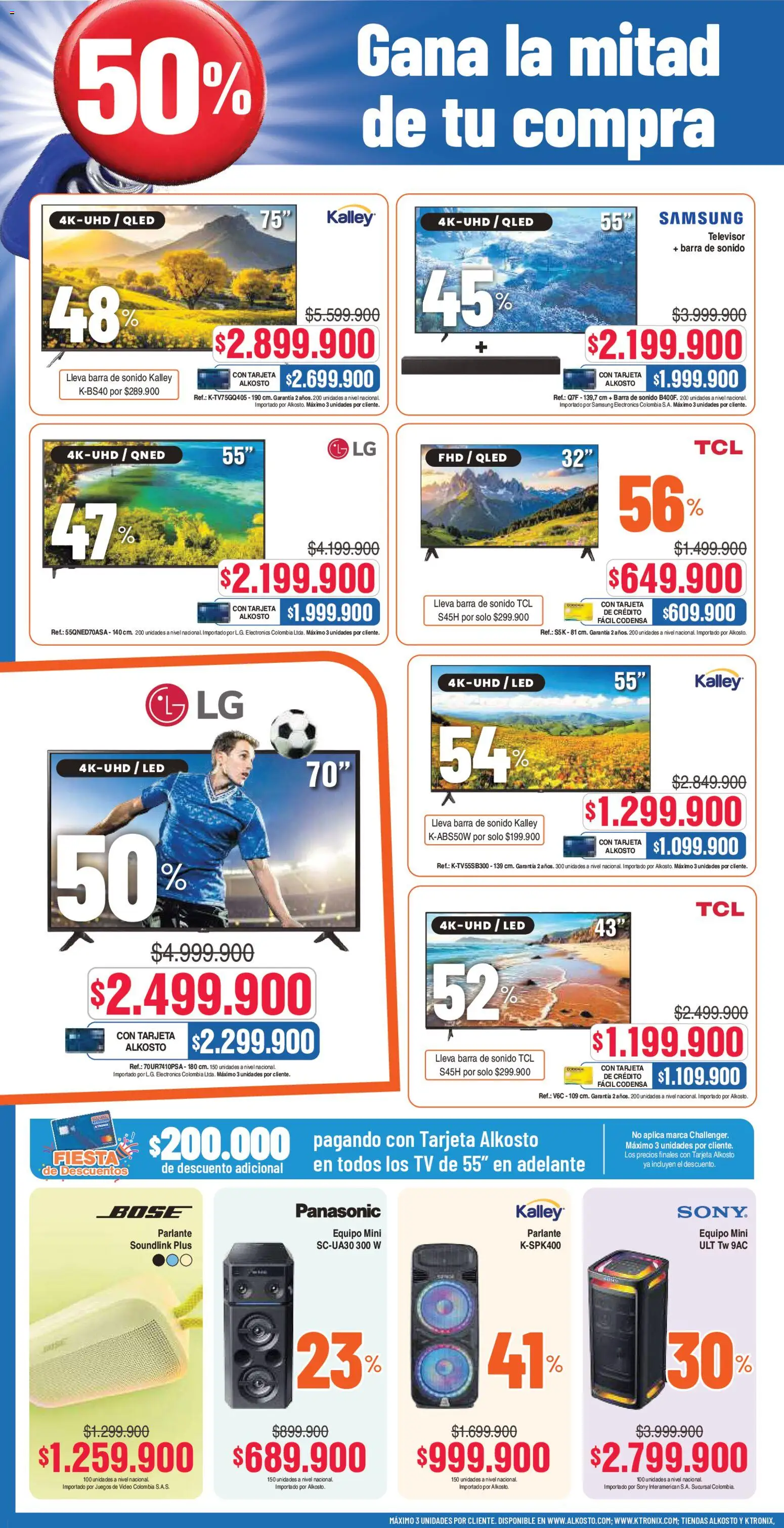 Alkosto revista - valida desde el 01.11.2025 | Página: 4 | Productos: Televisor, Video, Parlante