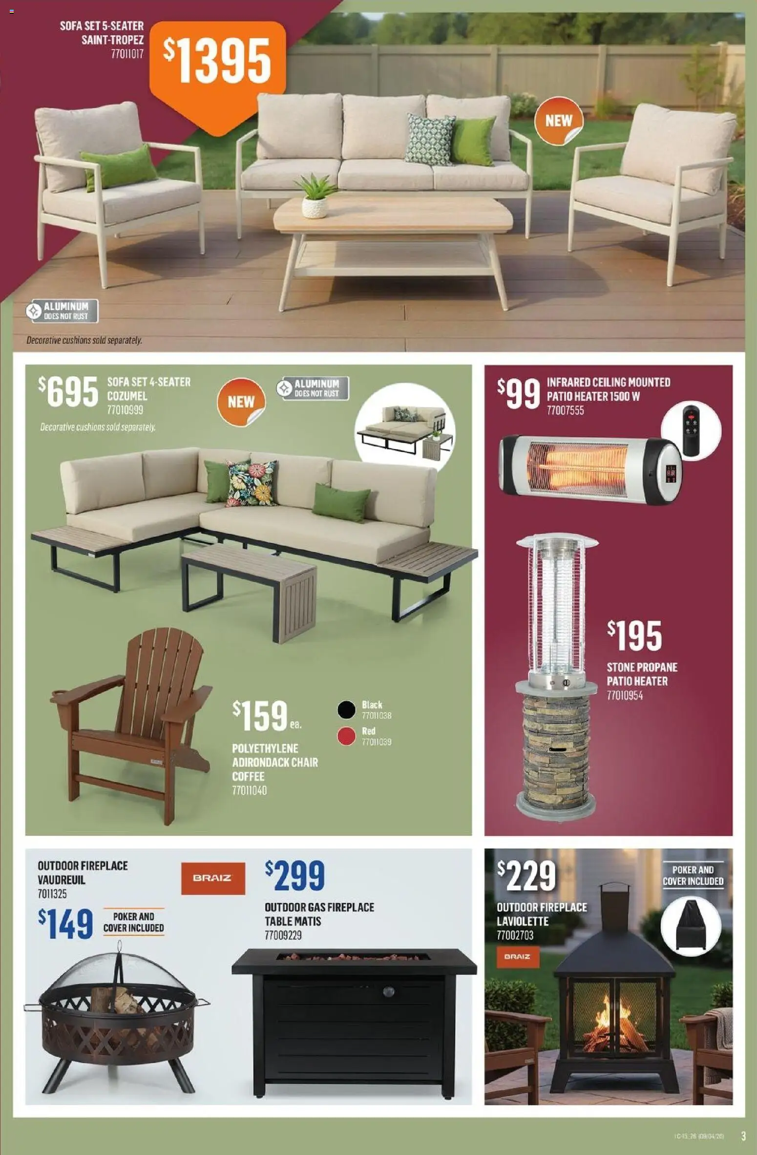Canac flyer valid from 09.04.2026 | Page: 3 | Products: Sofa, Table, Chair, Coffee