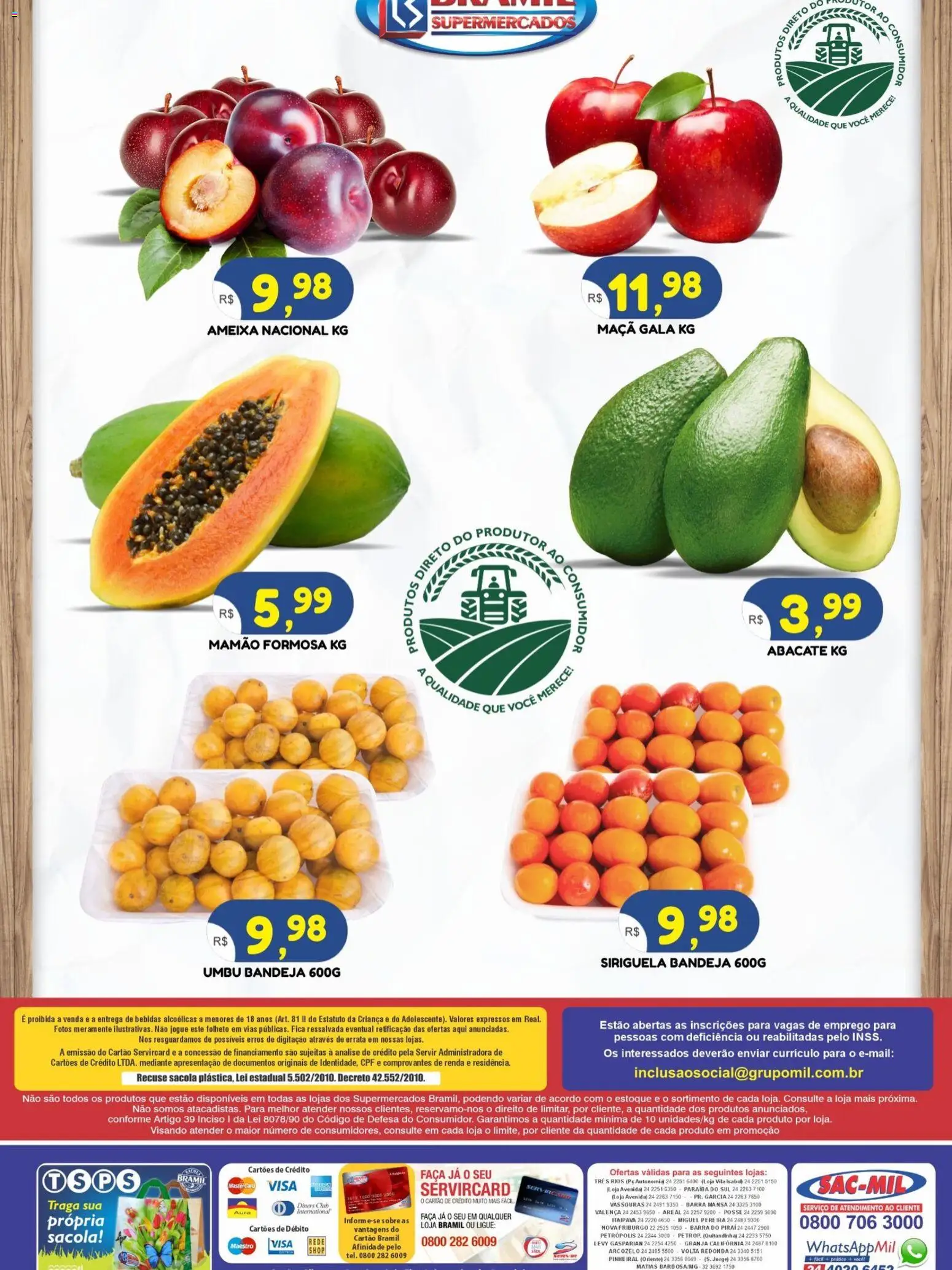Bramil Supermercados Folheto - válido de 03.02.2026 | Página: 2 | Produtos: Bandeja, Mamão, PC, Ameixa