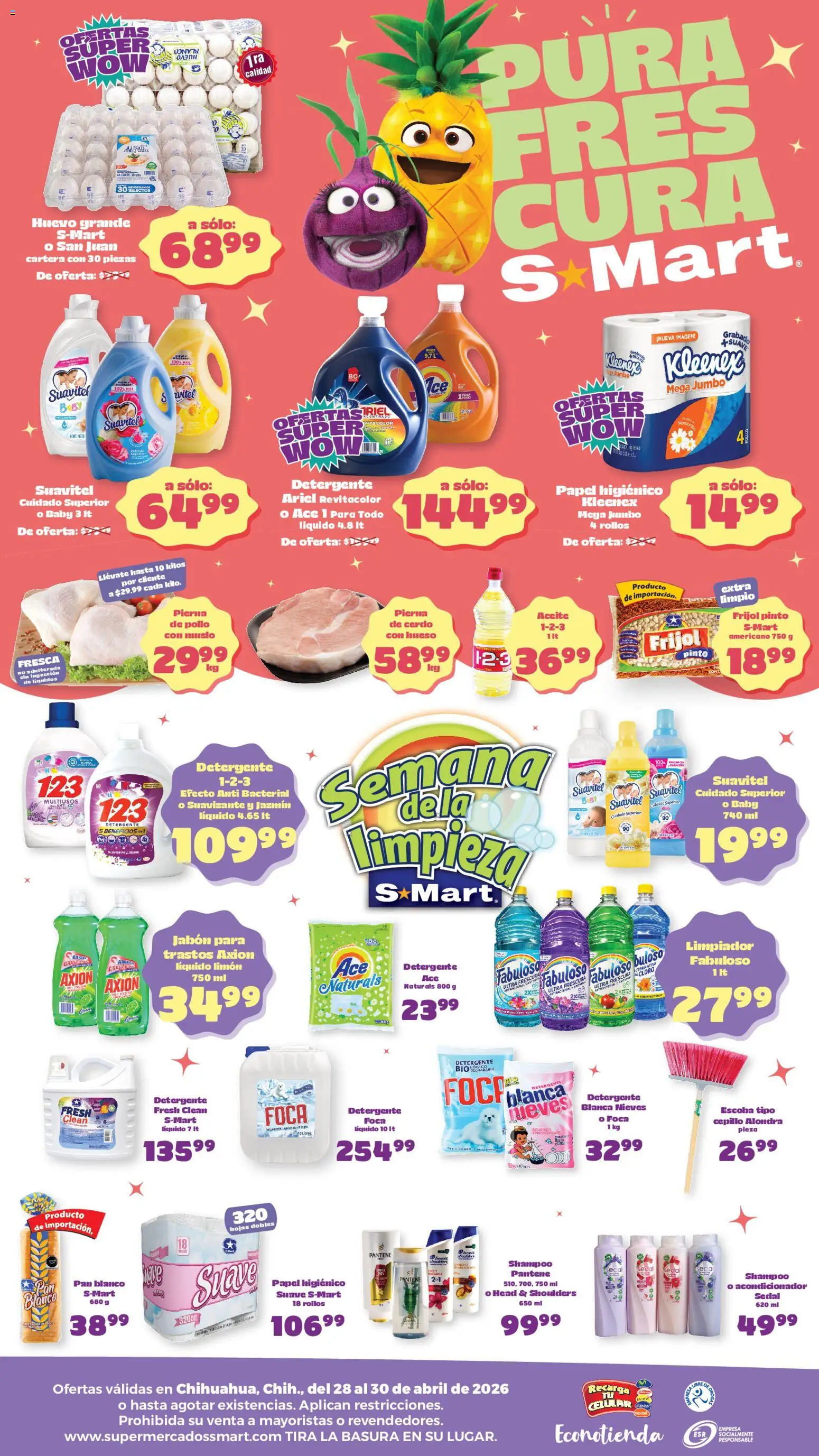 Nuevas ofertas de S-Mart válidas en toda la República Mexicana desde el 28.04.2026. ¡Encuentra las mejores ofertas en S-Mart folleto Chihuahua! | Página: 2 | Productos: Pollo, Cepillo, Limón, Jabón