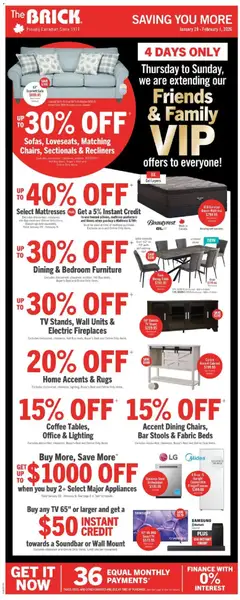 Preview of The Brick weekly flyer / circulaire from shop The Brick valid from 29.01.2026