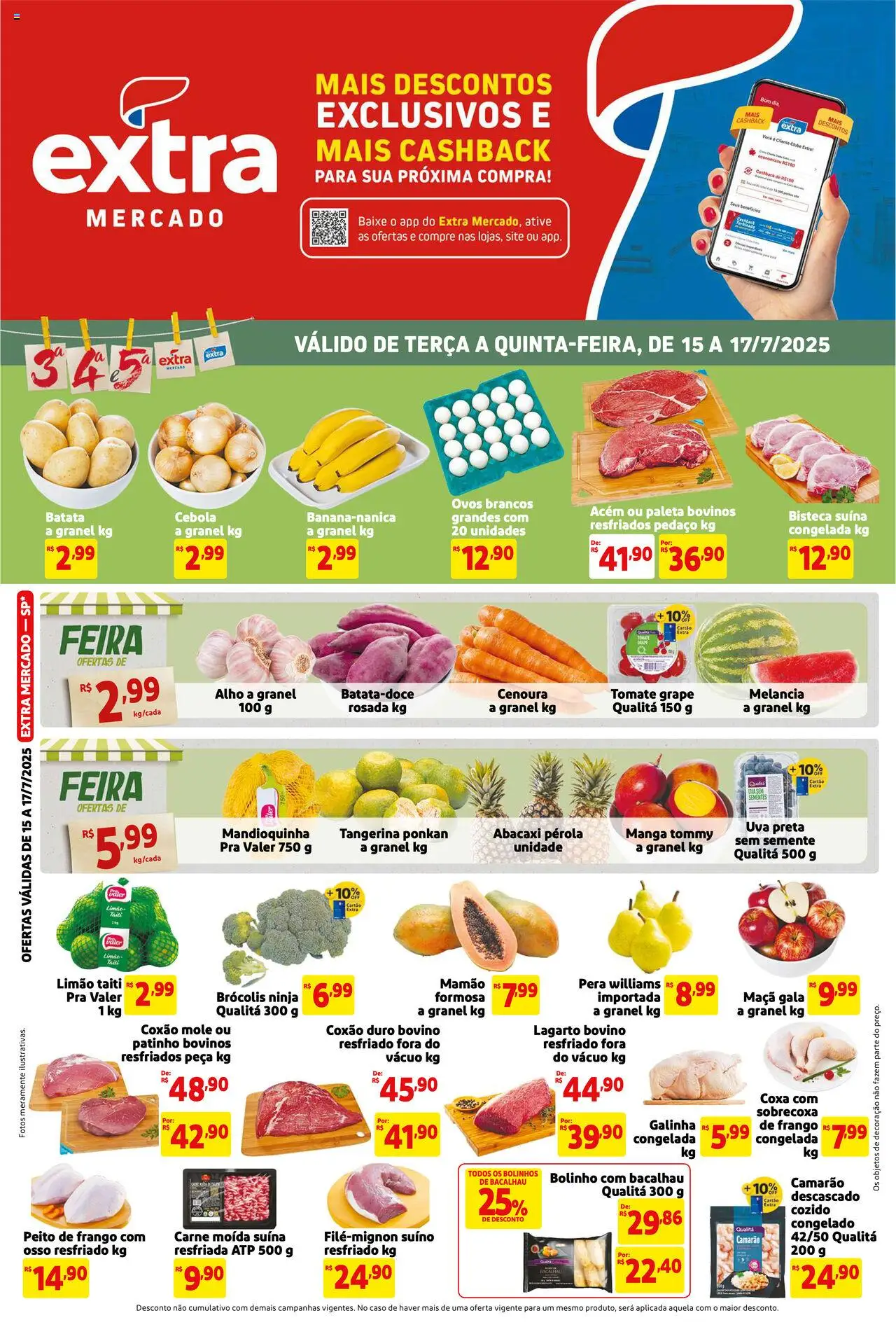 Extra Folheto - válido de 15.07.2025 | Página: 1 | Produtos: Pera, Carne, Abacaxi, Mamão