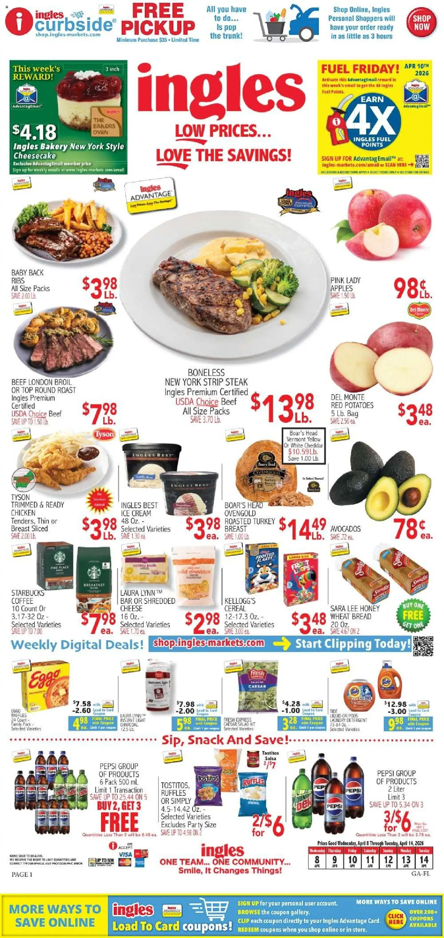 Ingles Weekly Ad - valid from 15.04.2026 | Page: 9 | Products: Bakery, Apples, Detergent, Salad
