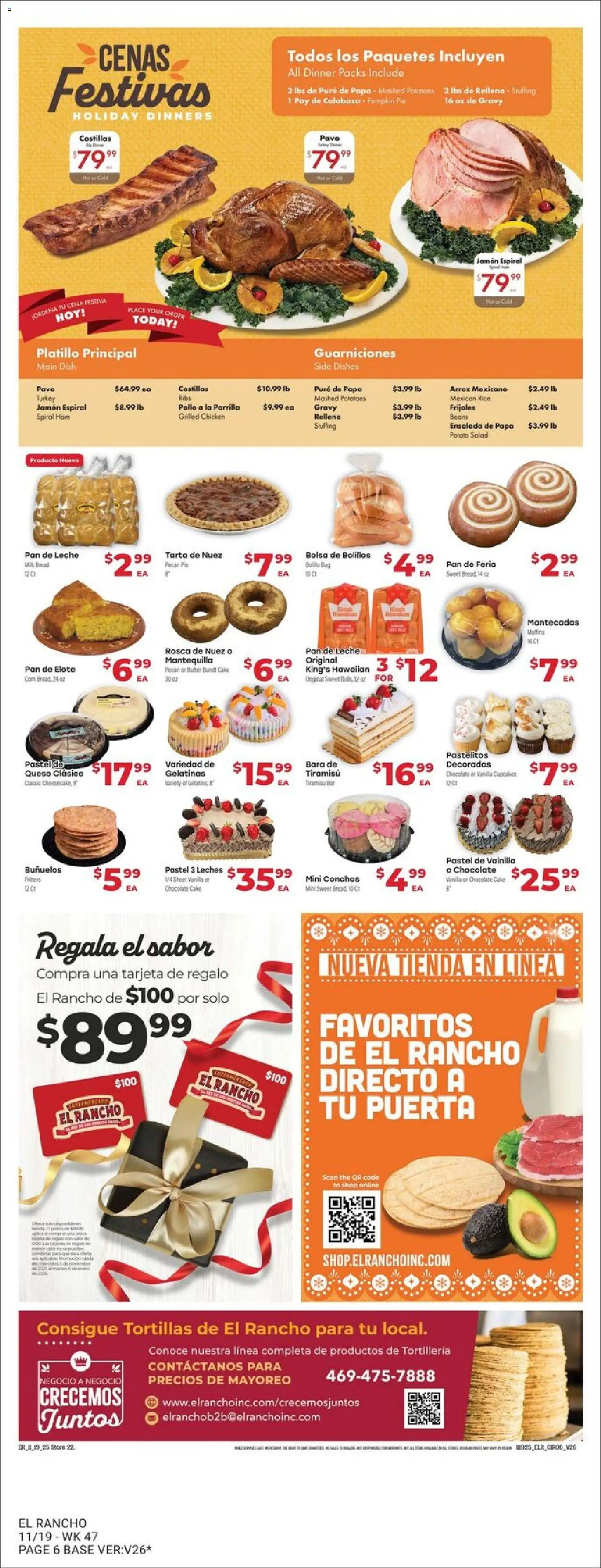 El Rancho Weekly Ad - valid from 19.11.2025 | Page: 6 | Products: Milk, Pumpkin Pie, Pumpkin, Sheet